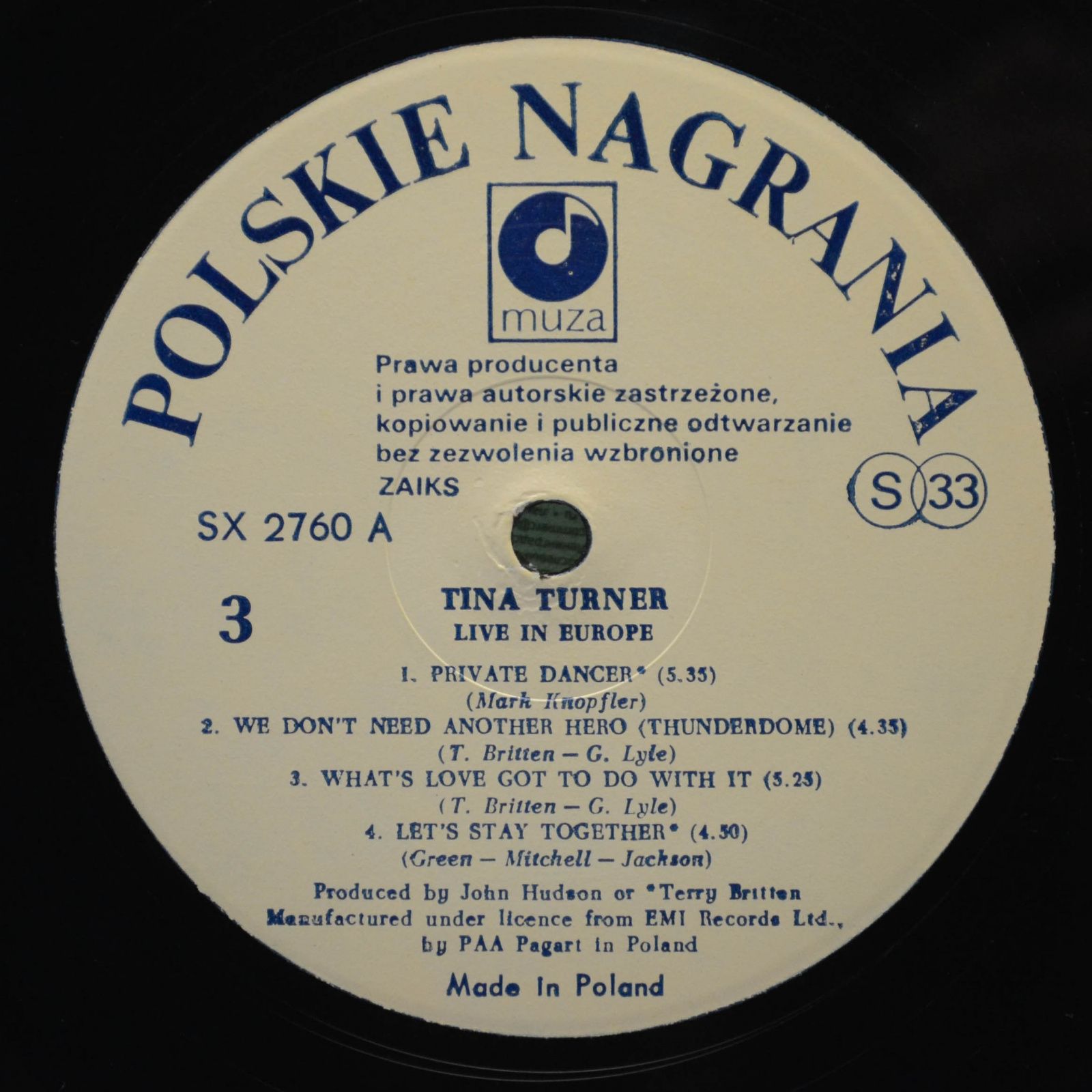 Tina Turner — Tina Live In Europe (3LP), 1989