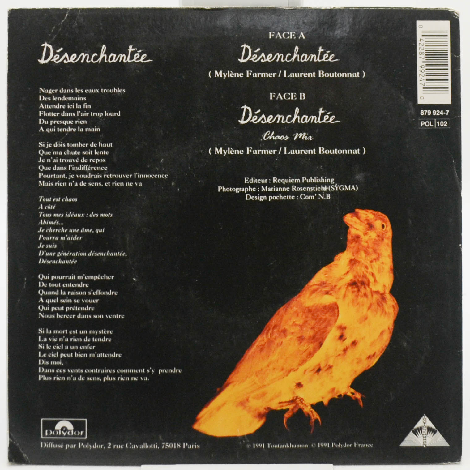 Mylene Farmer — Désenchantée (7", France), 1991