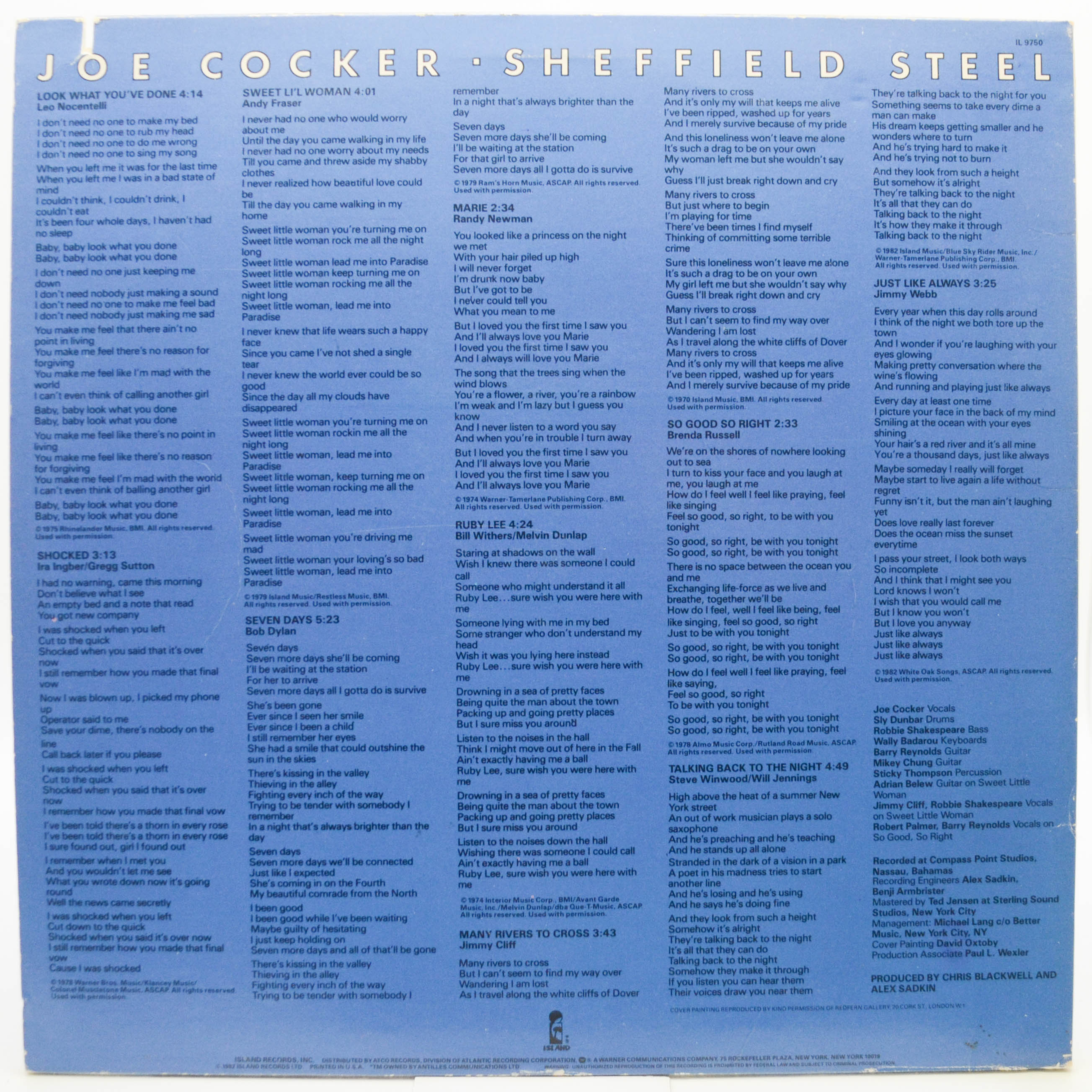 Joe Cocker — Sheffield Steel (USA), 1982