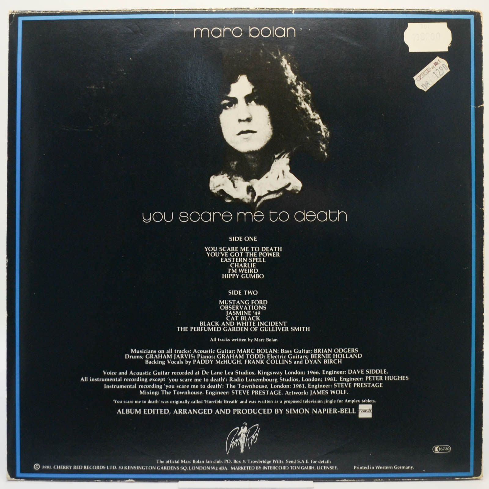 Marc Bolan — You Scare Me To Death, 1981