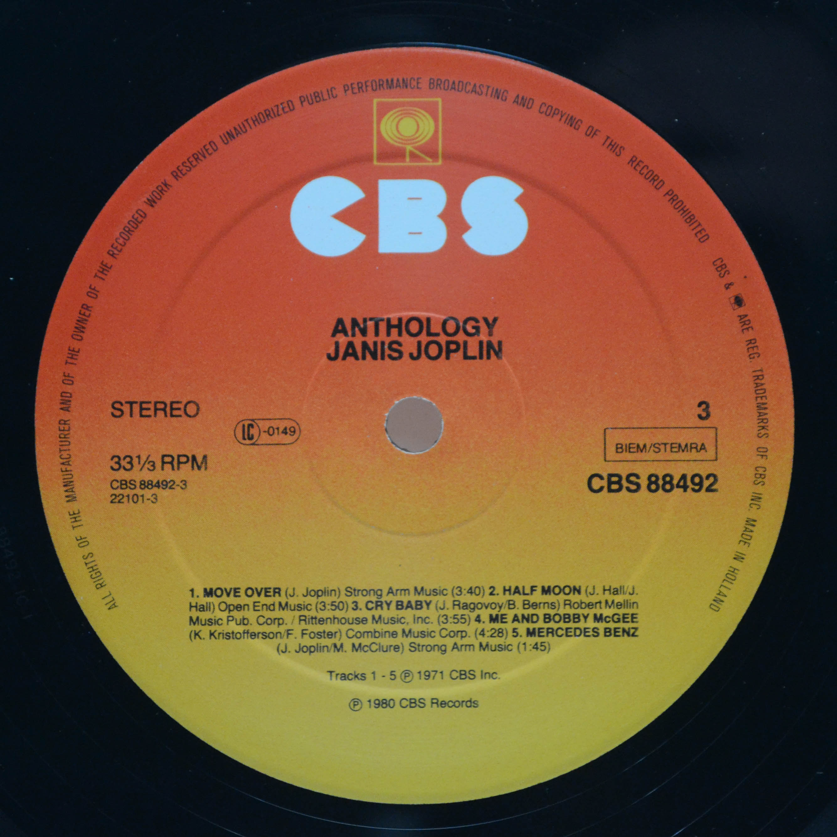 Janis Joplin — Anthology (2LP), 1980