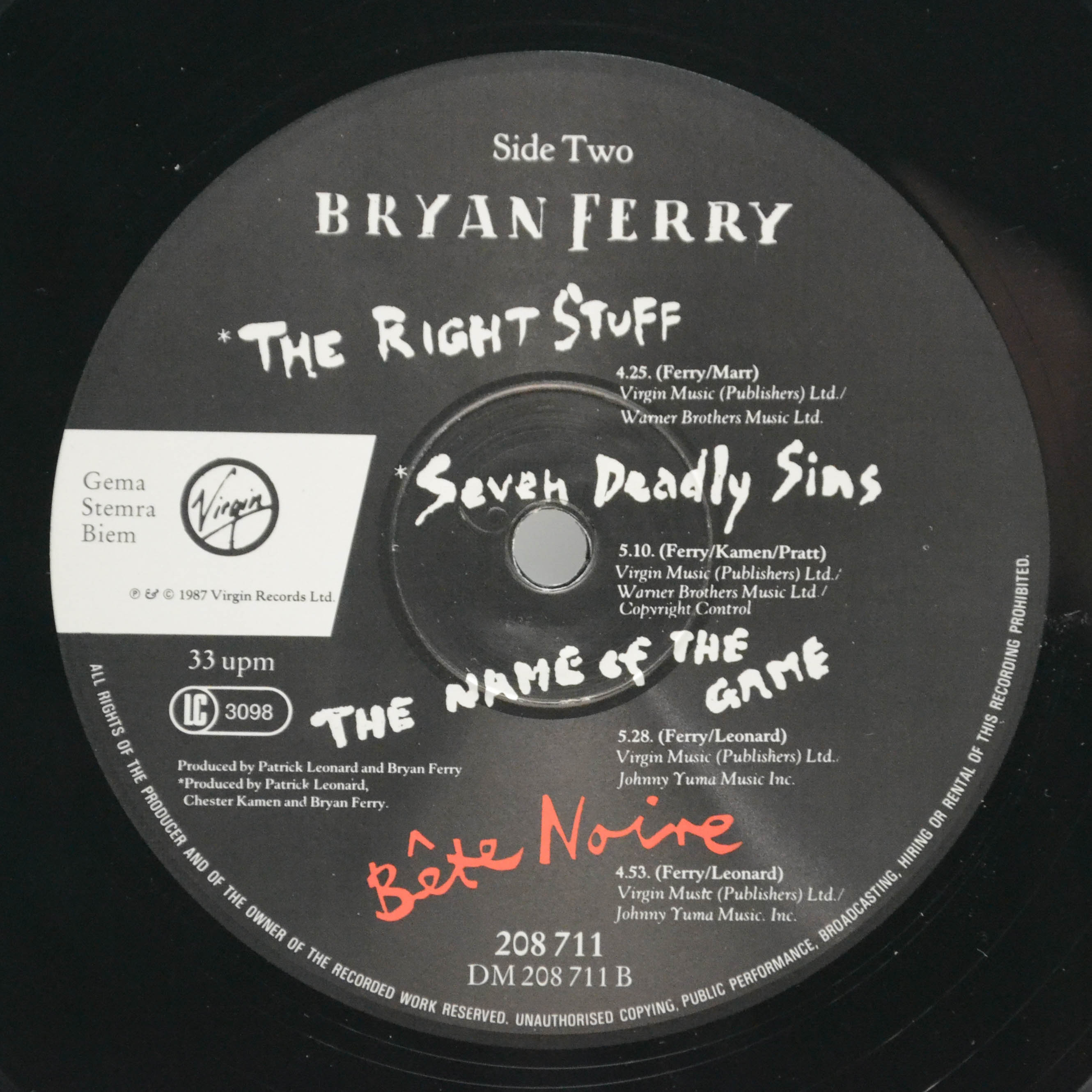 Bryan Ferry — Bête Noire, 1987