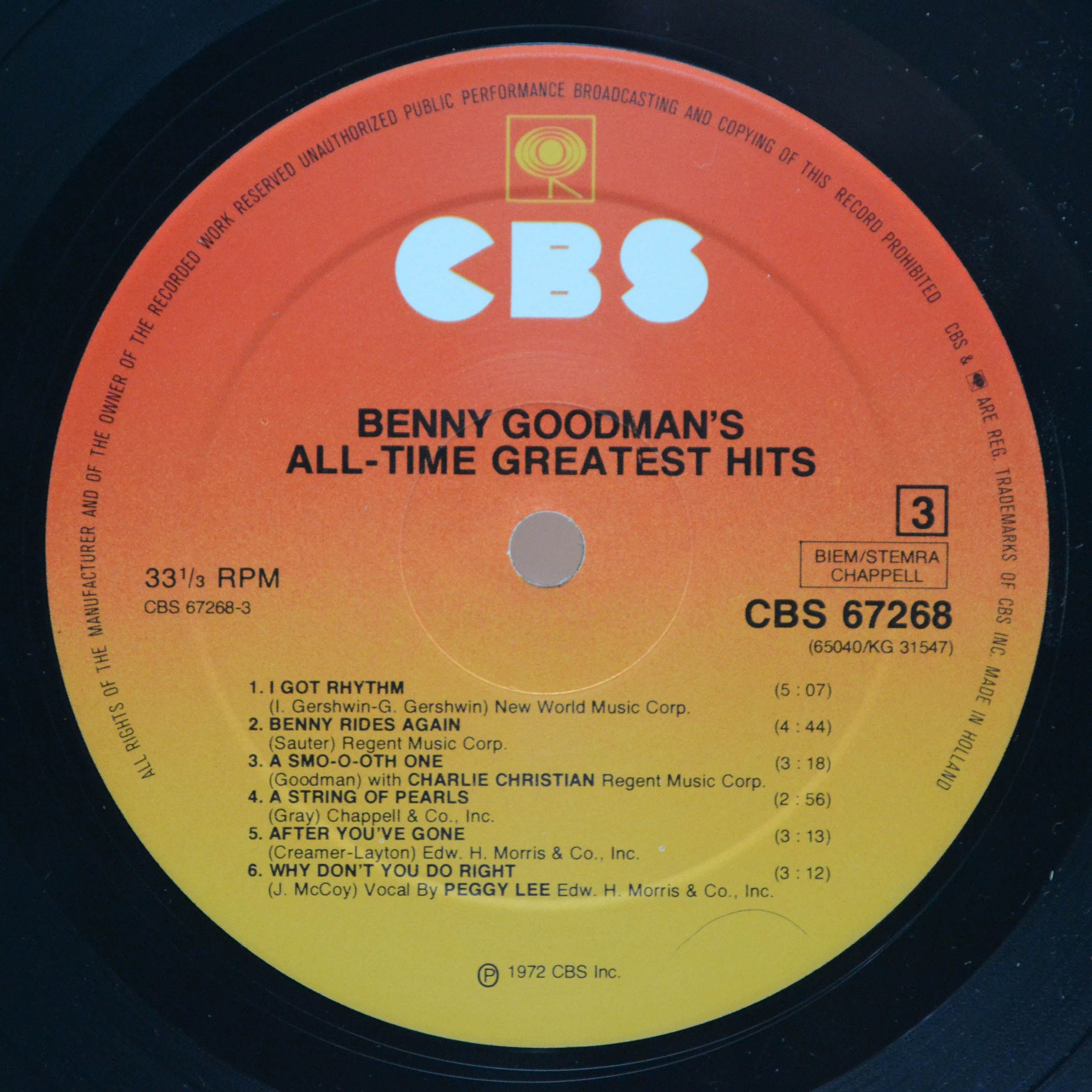 Benny Goodman — All-Time Greatest Hits (2LP), 1972