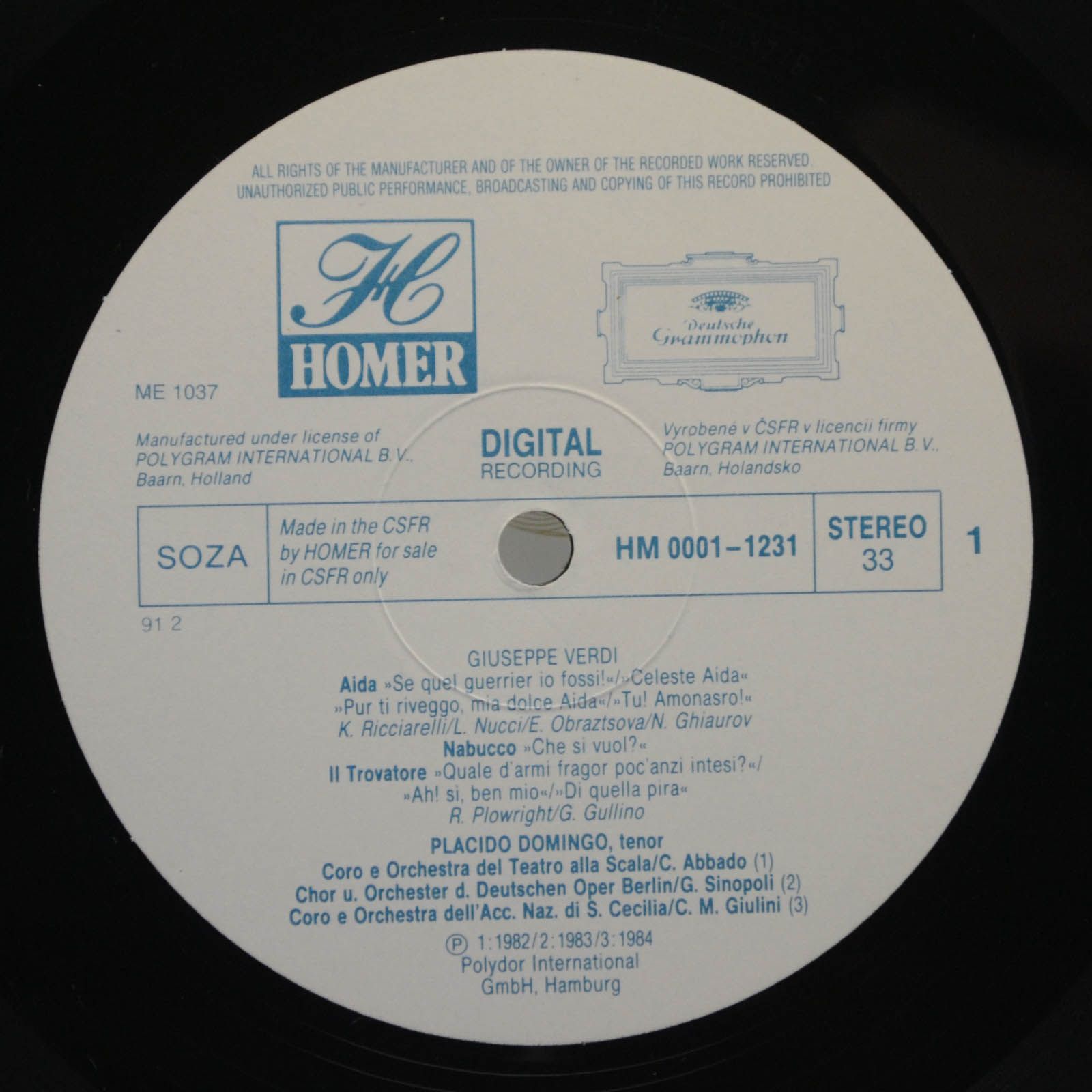 Placido Domingo — Verdi & Puccini, 1985