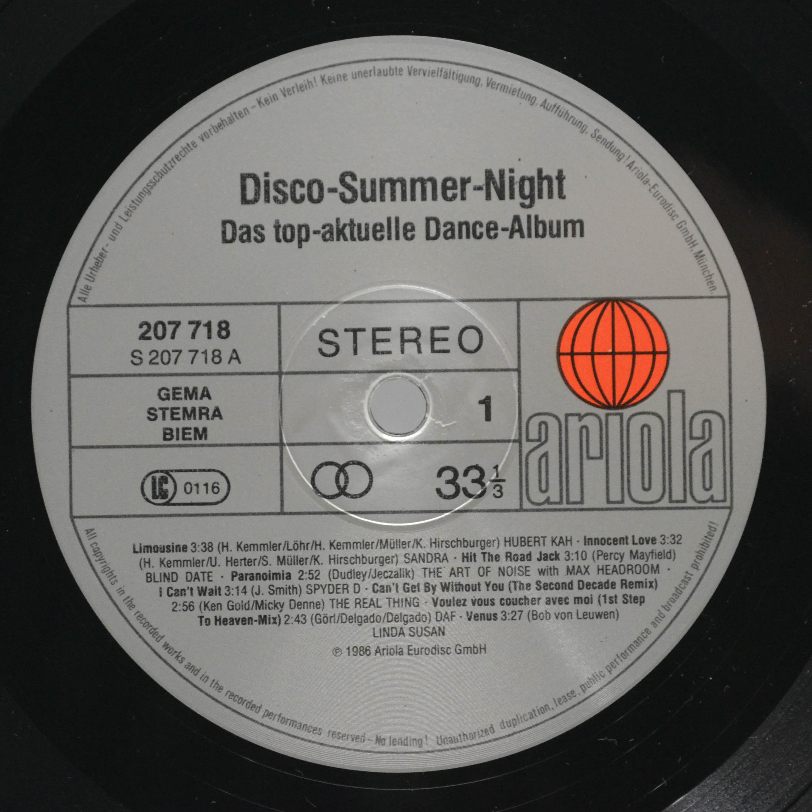 Various — Disco-Summer-Night, 1986
