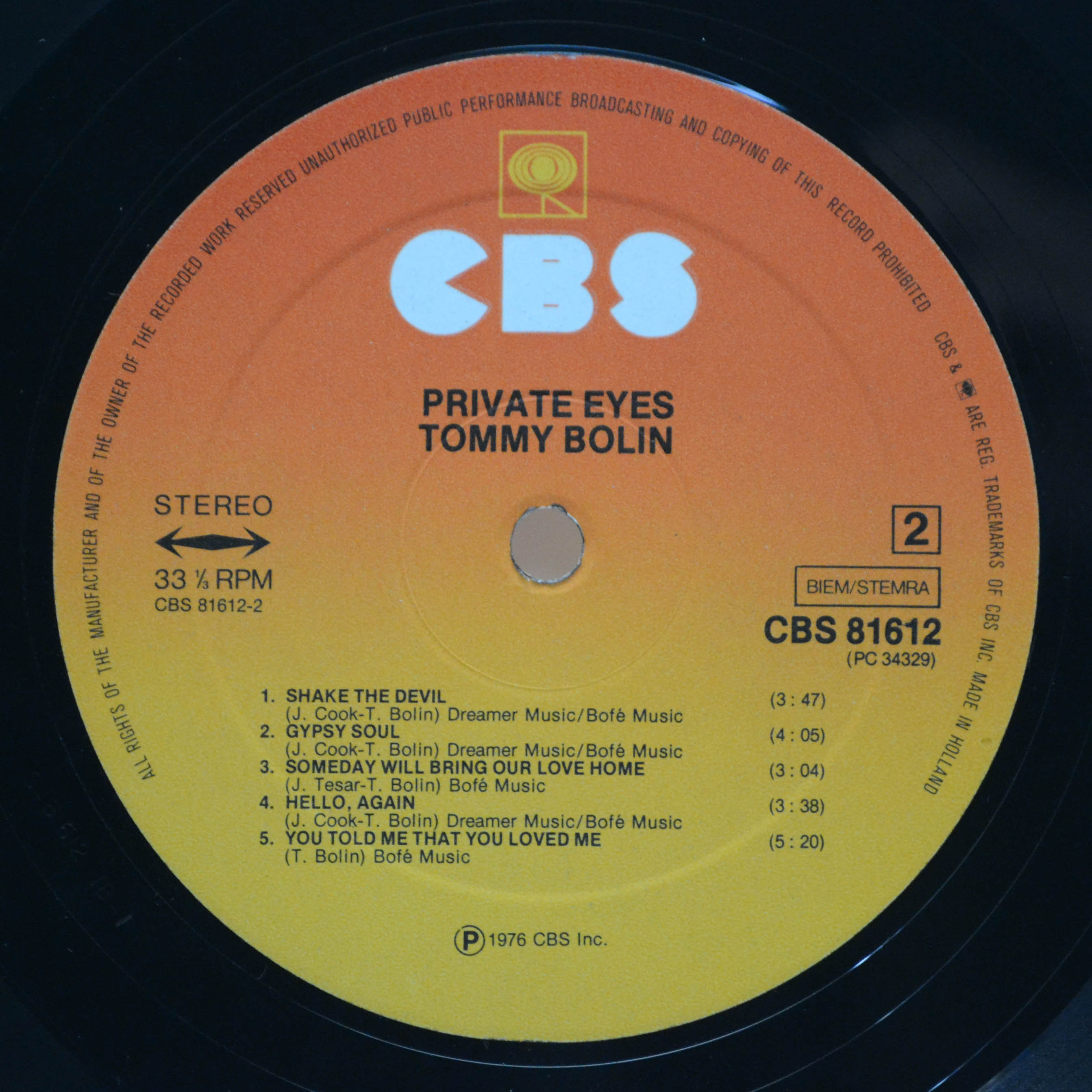 Tommy Bolin — Private Eyes, 1976