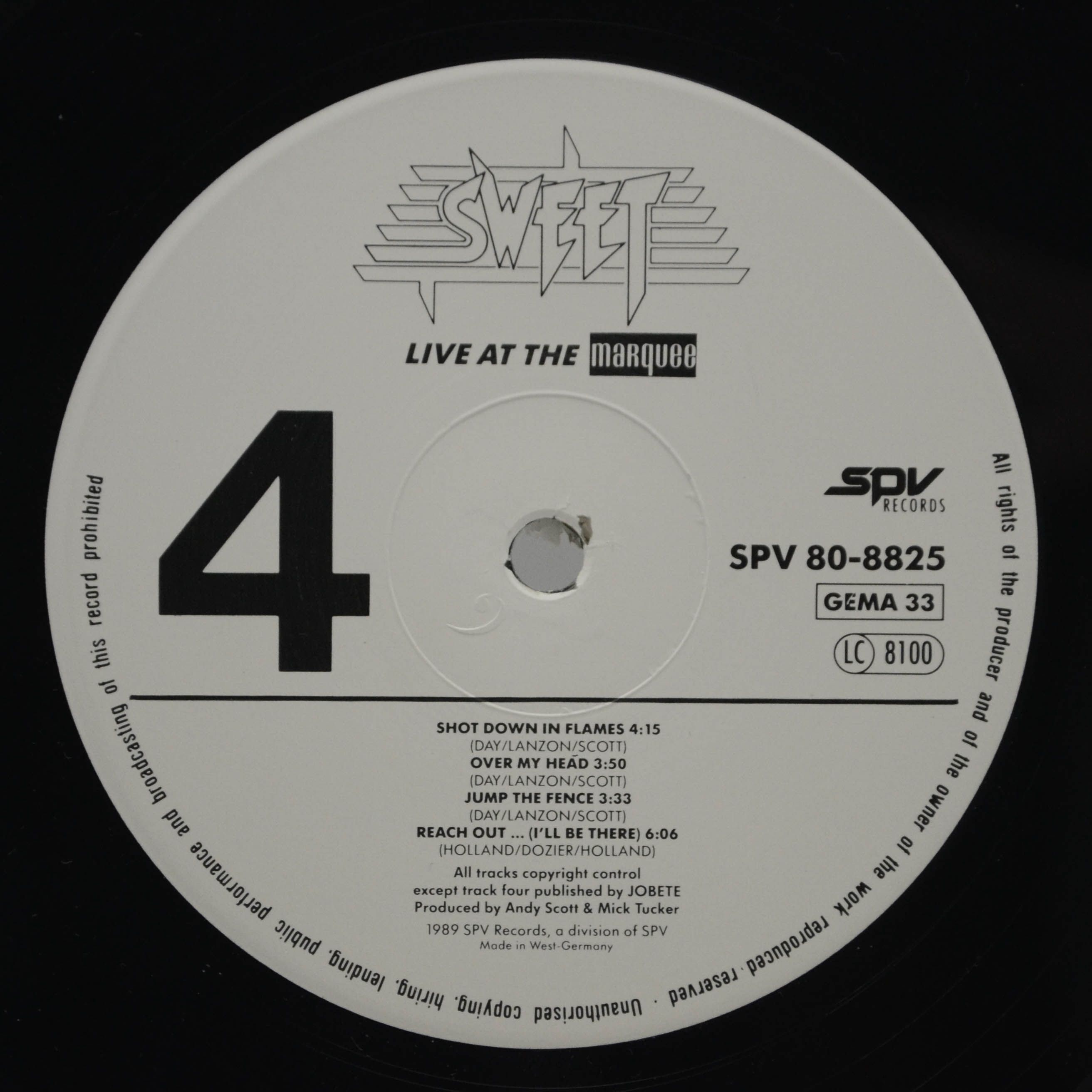 Sweet — Live At The Marquee (2LP), 1989