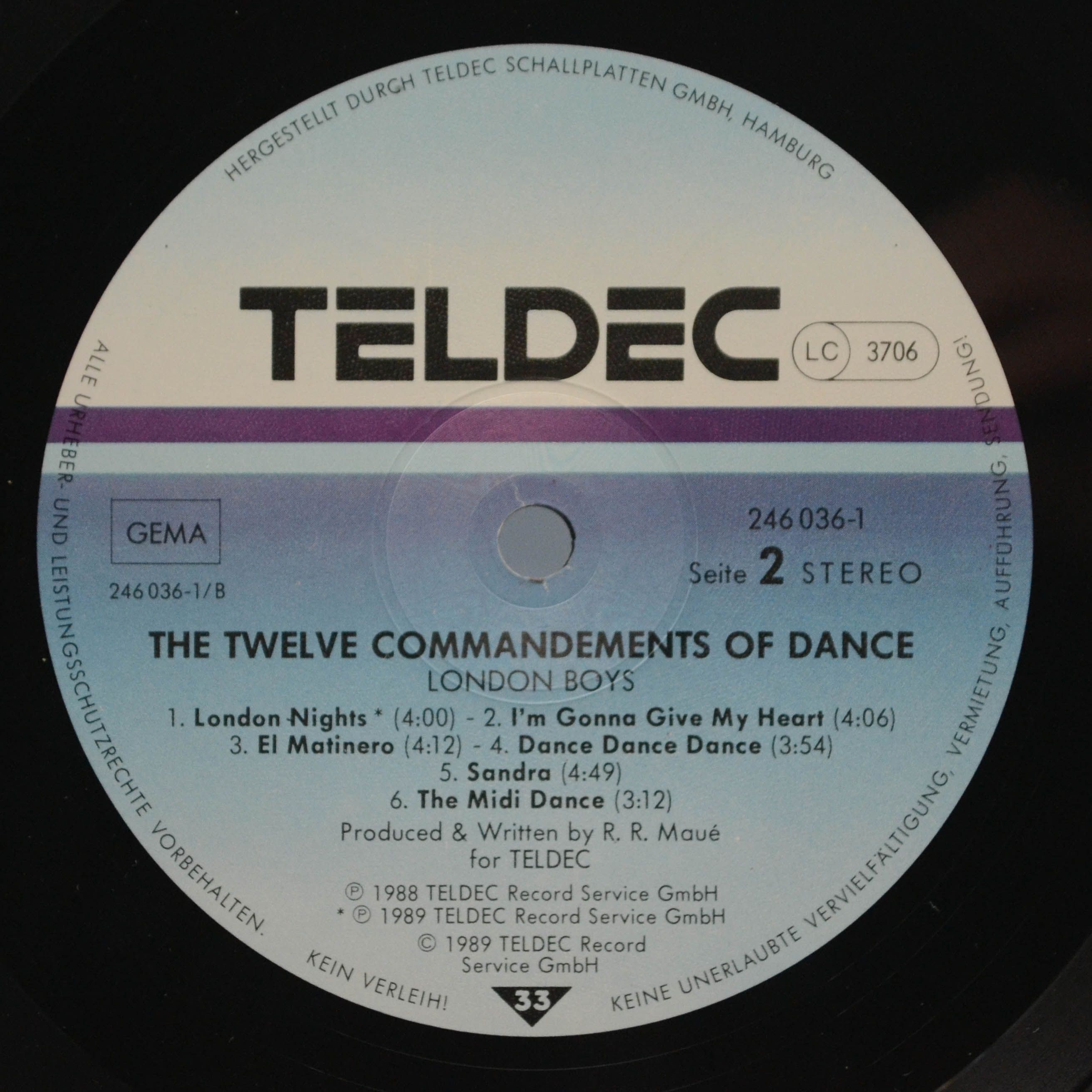 London Boys — The Twelve Commandments Of Dance, 1989