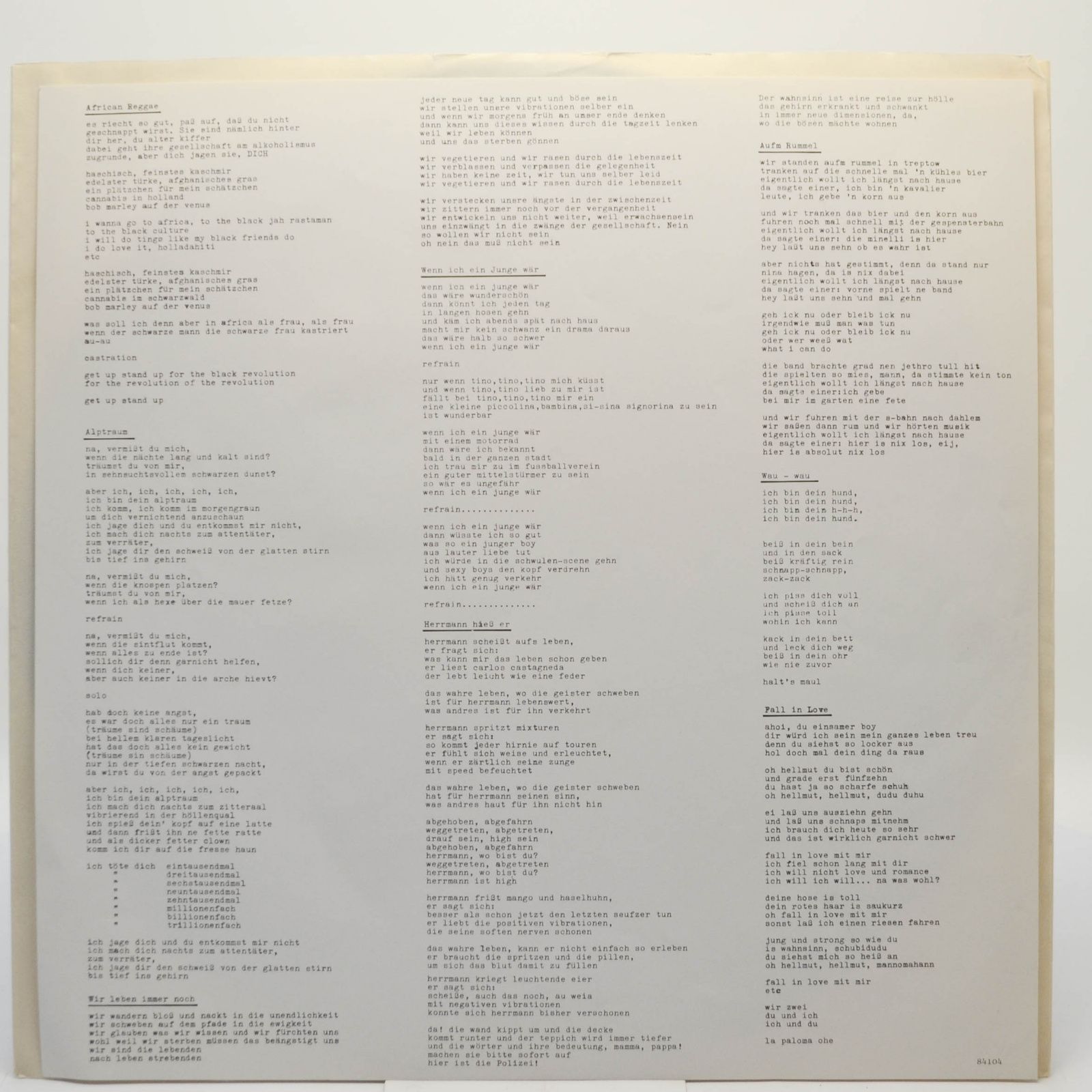 Nina Hagen Band — Unbehagen, 1979