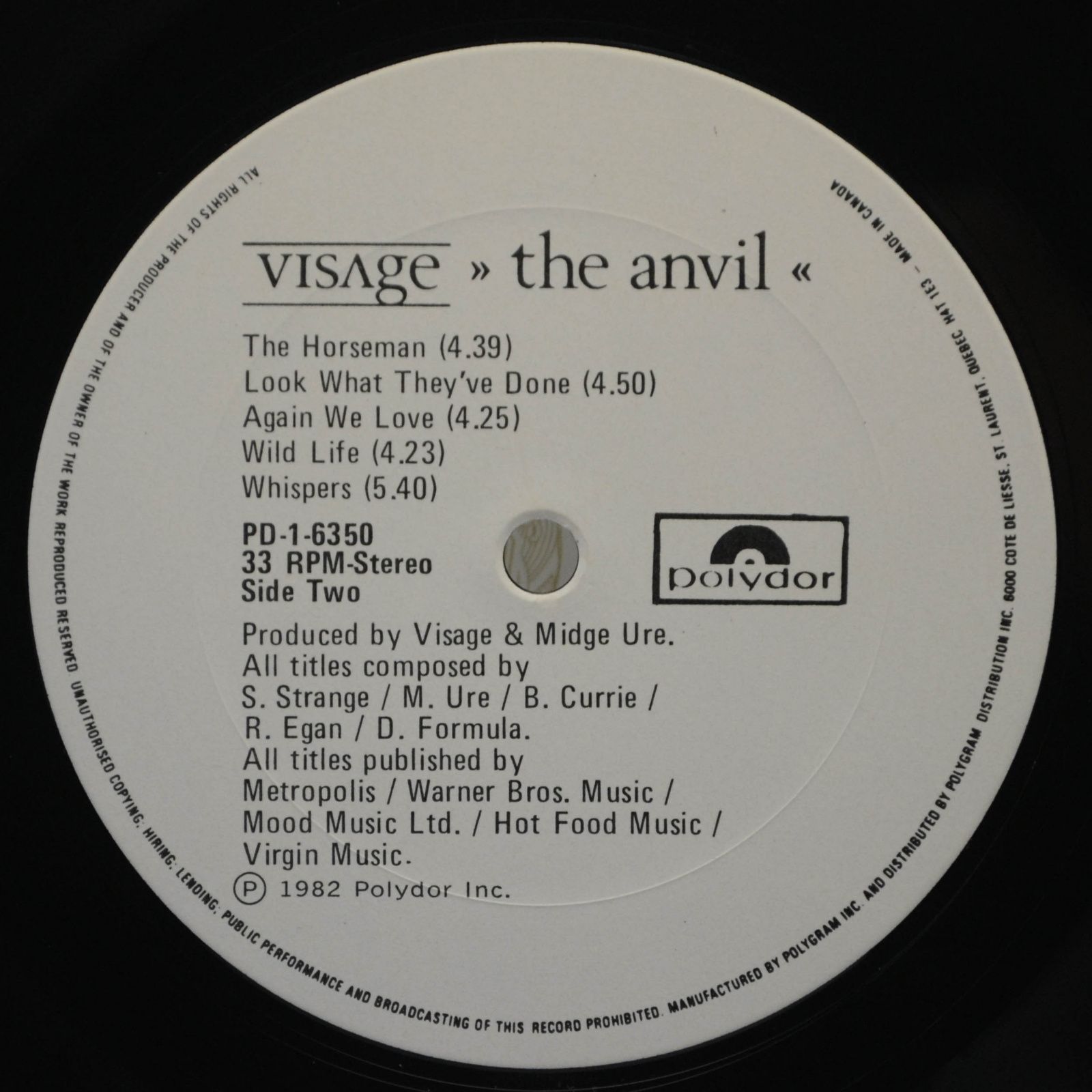 Visage — The Anvil, 1982