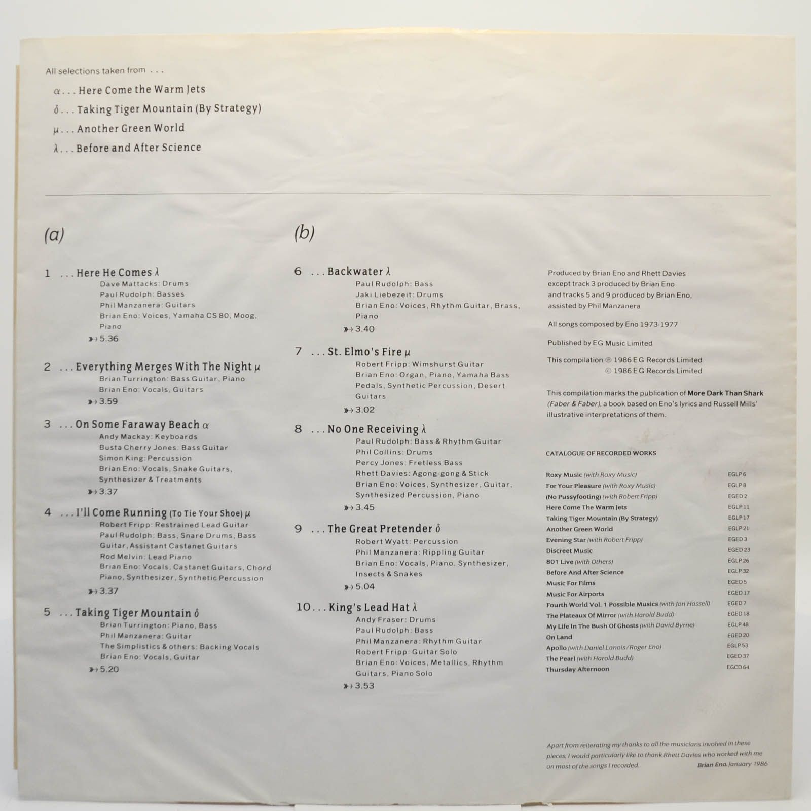 Eno — More Blank Than Frank, 1986