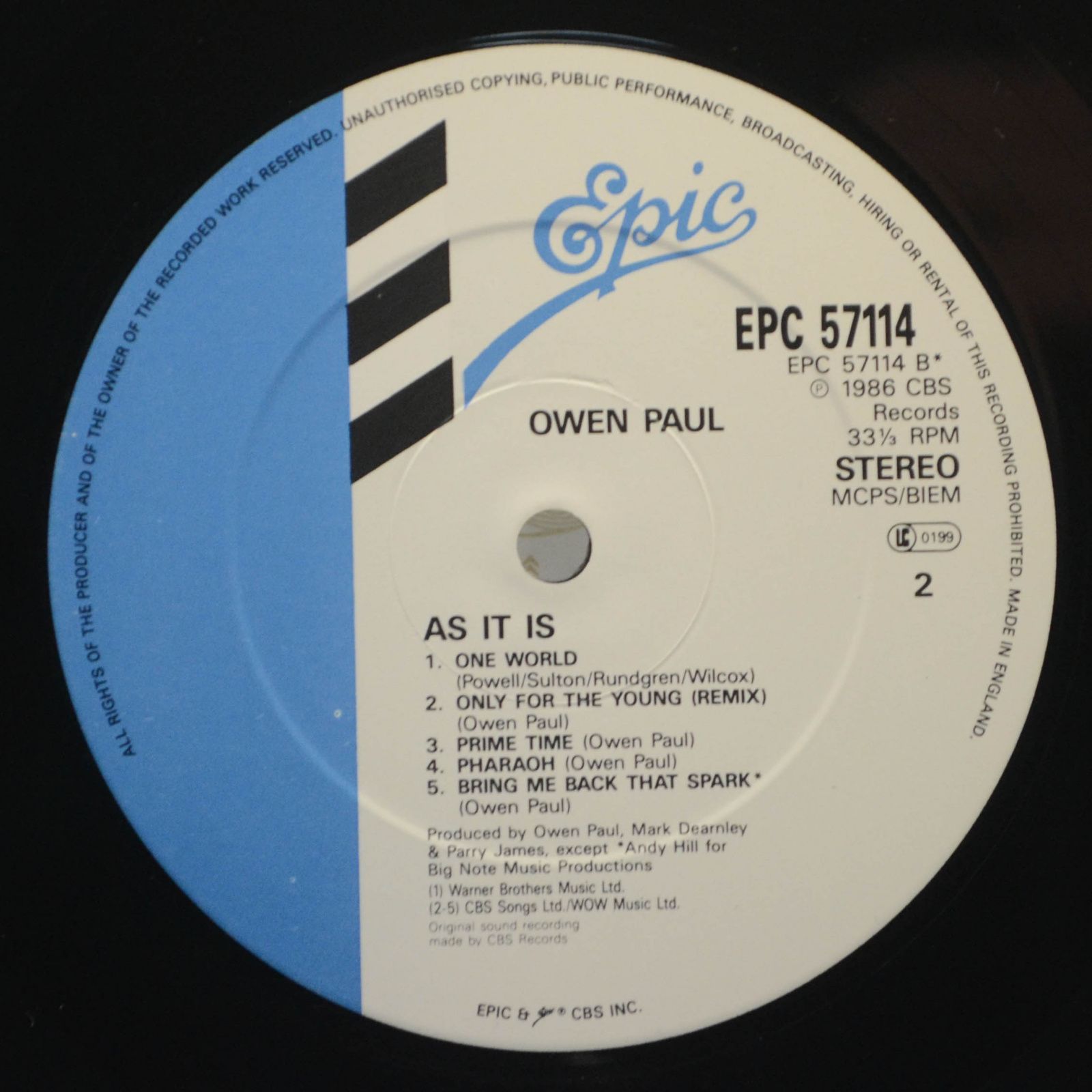 Owen Paul — As It Is ..., 1986