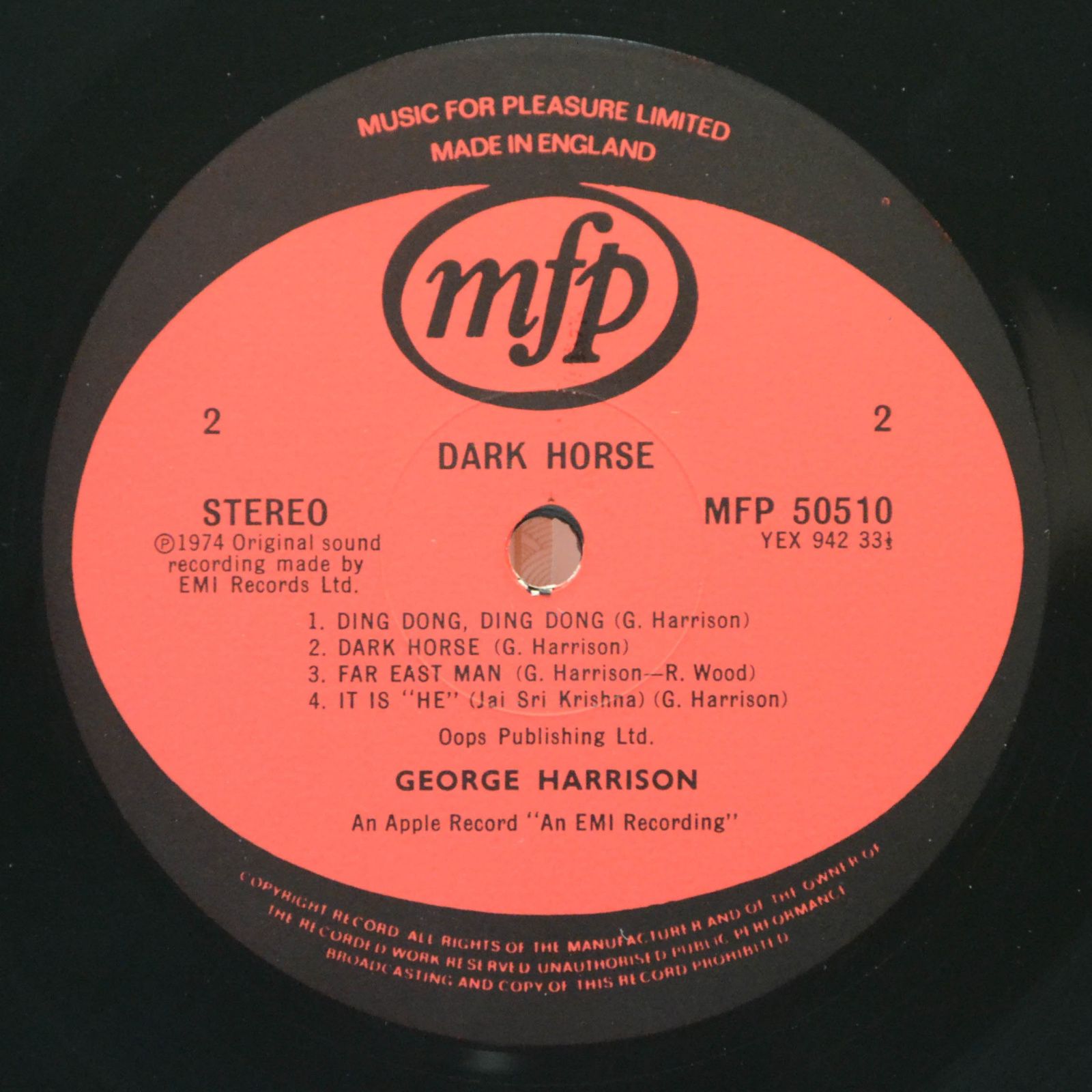 George Harrison ‎ — Dark Horse, 1980