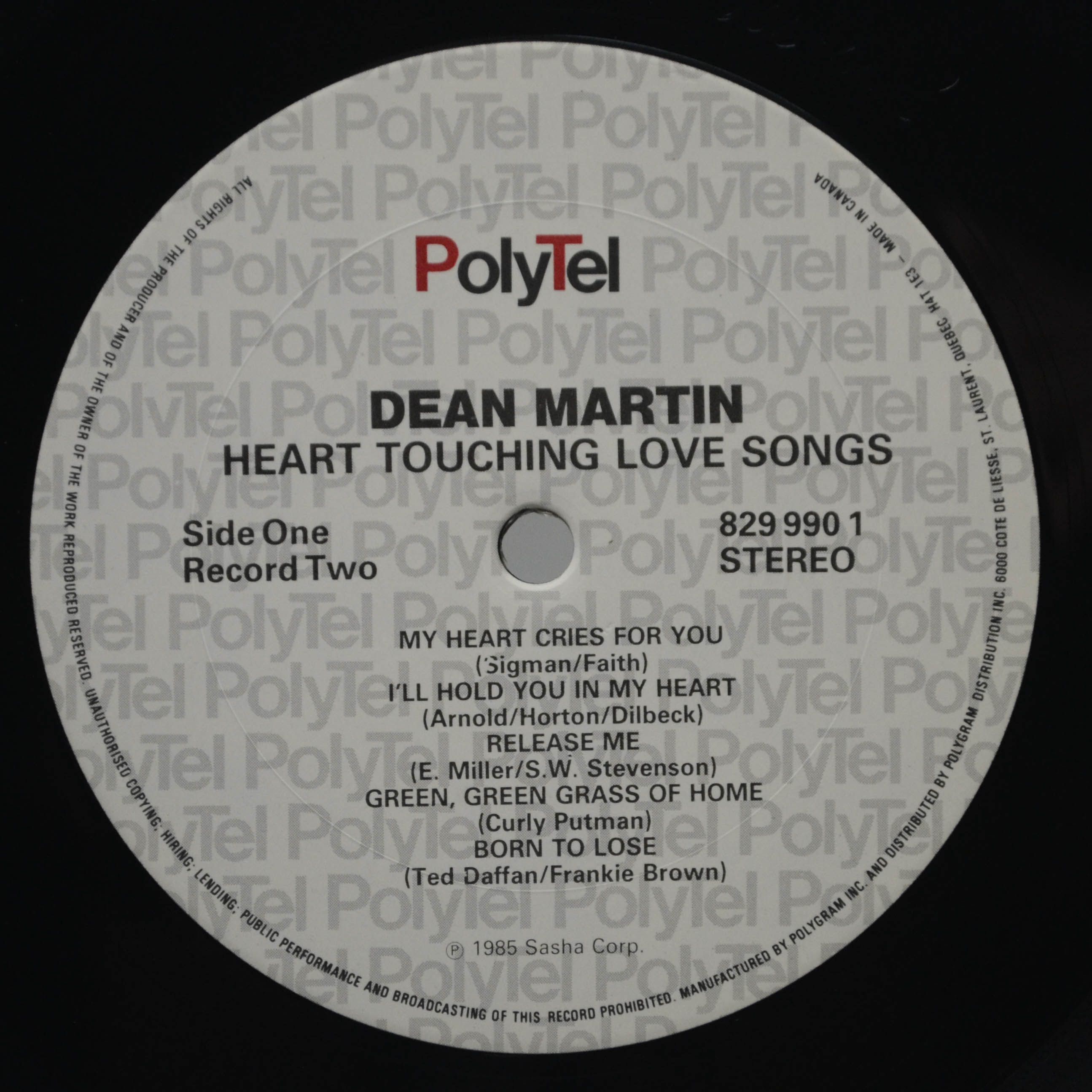Dean Martin — Heart-Touching Treasury (2LP), 1986