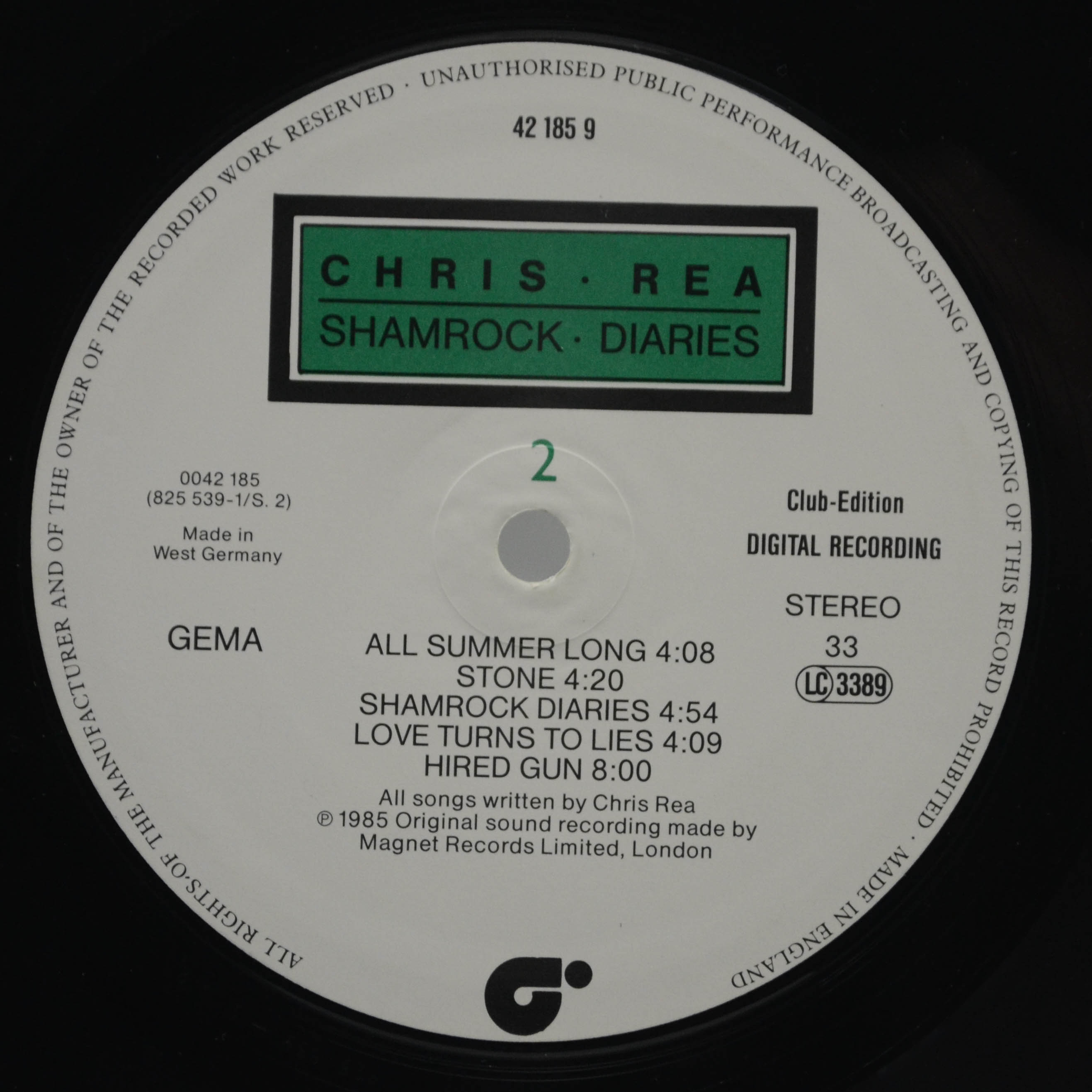 Chris Rea — Shamrock Diaries, 1985