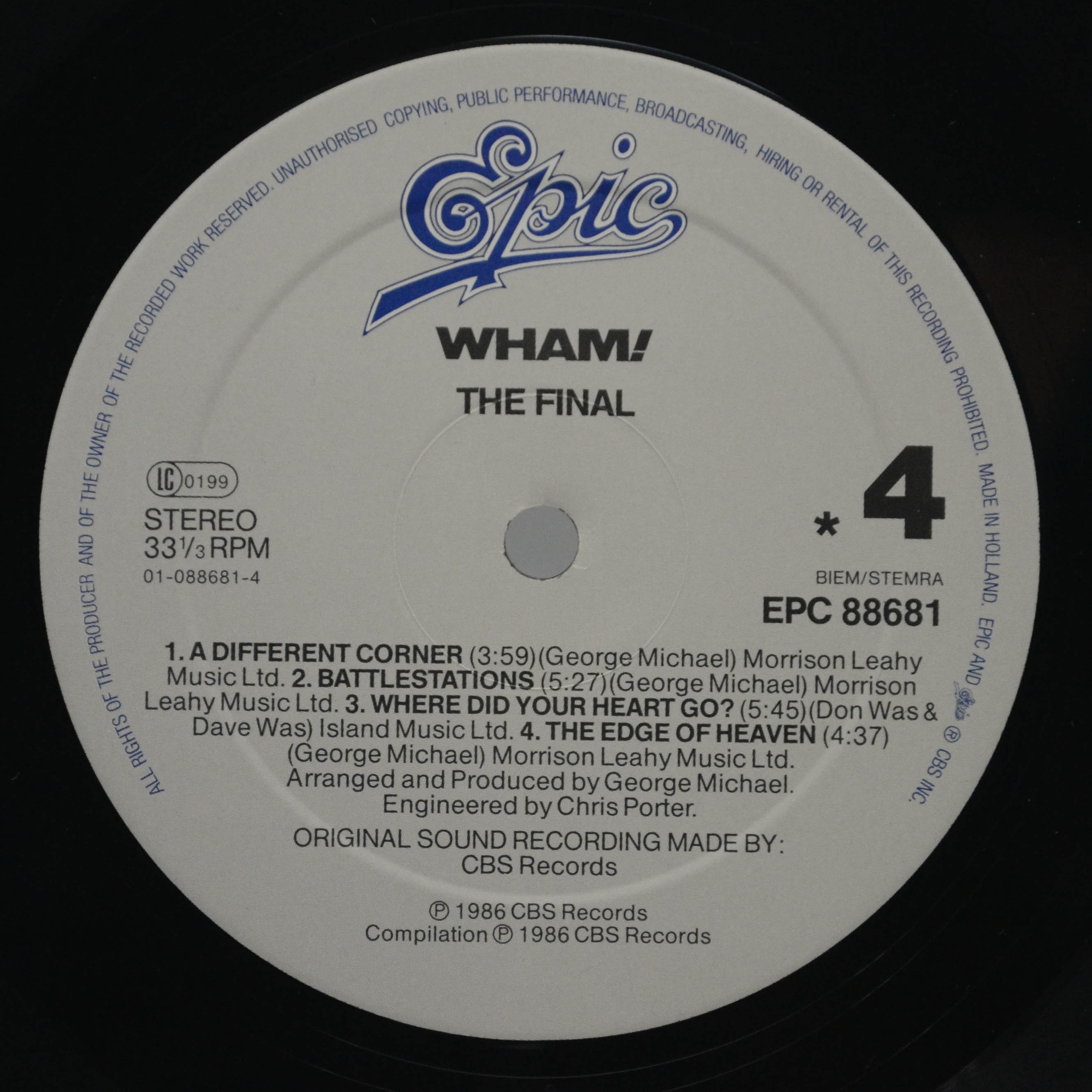 Wham! — The Final (2LP), 1986
