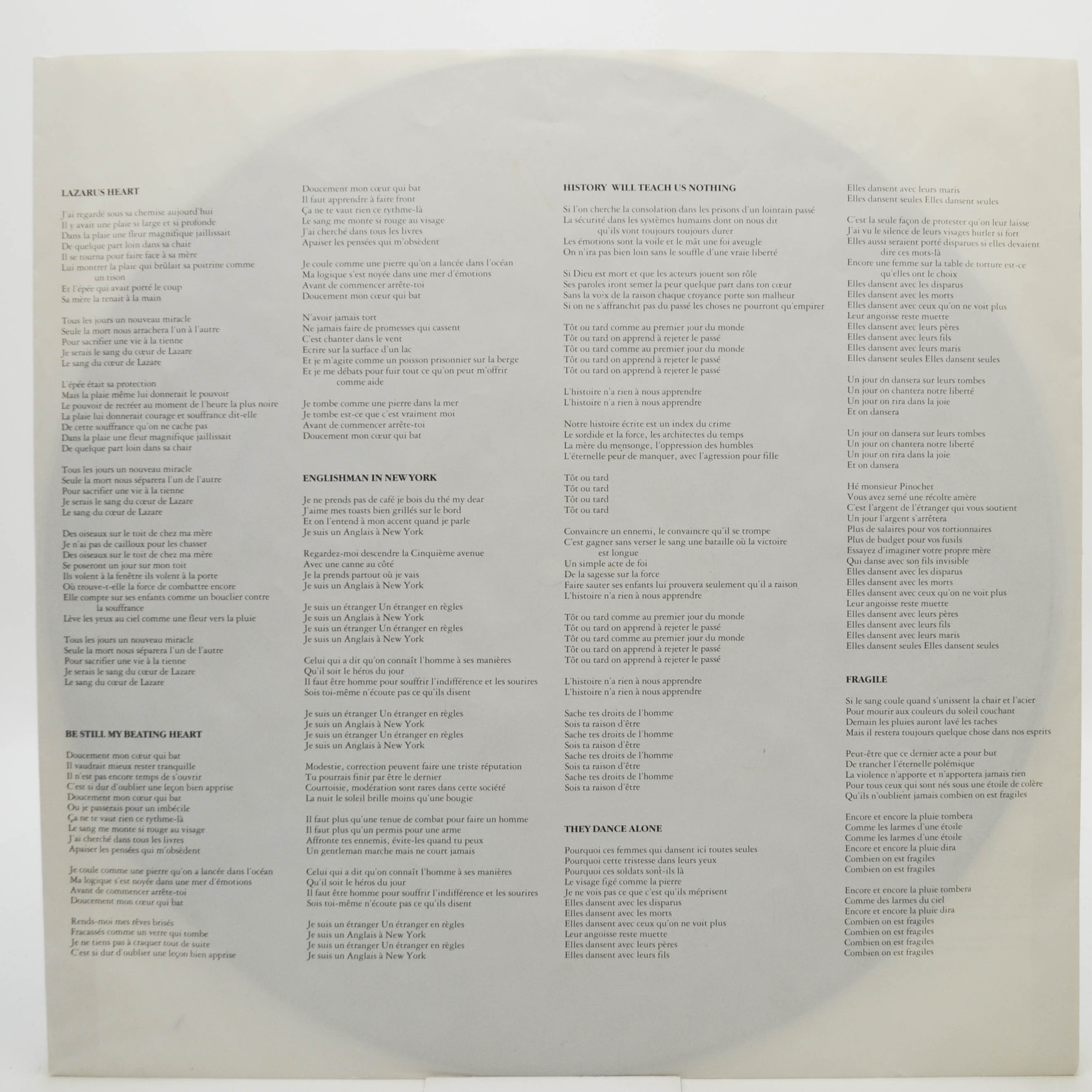 Sting — ...Nothing Like The Sun (2LP), 1987