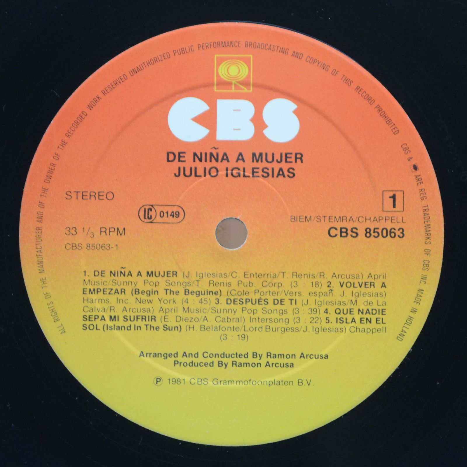 Julio Iglesias — De Niña A Mujer, 1981