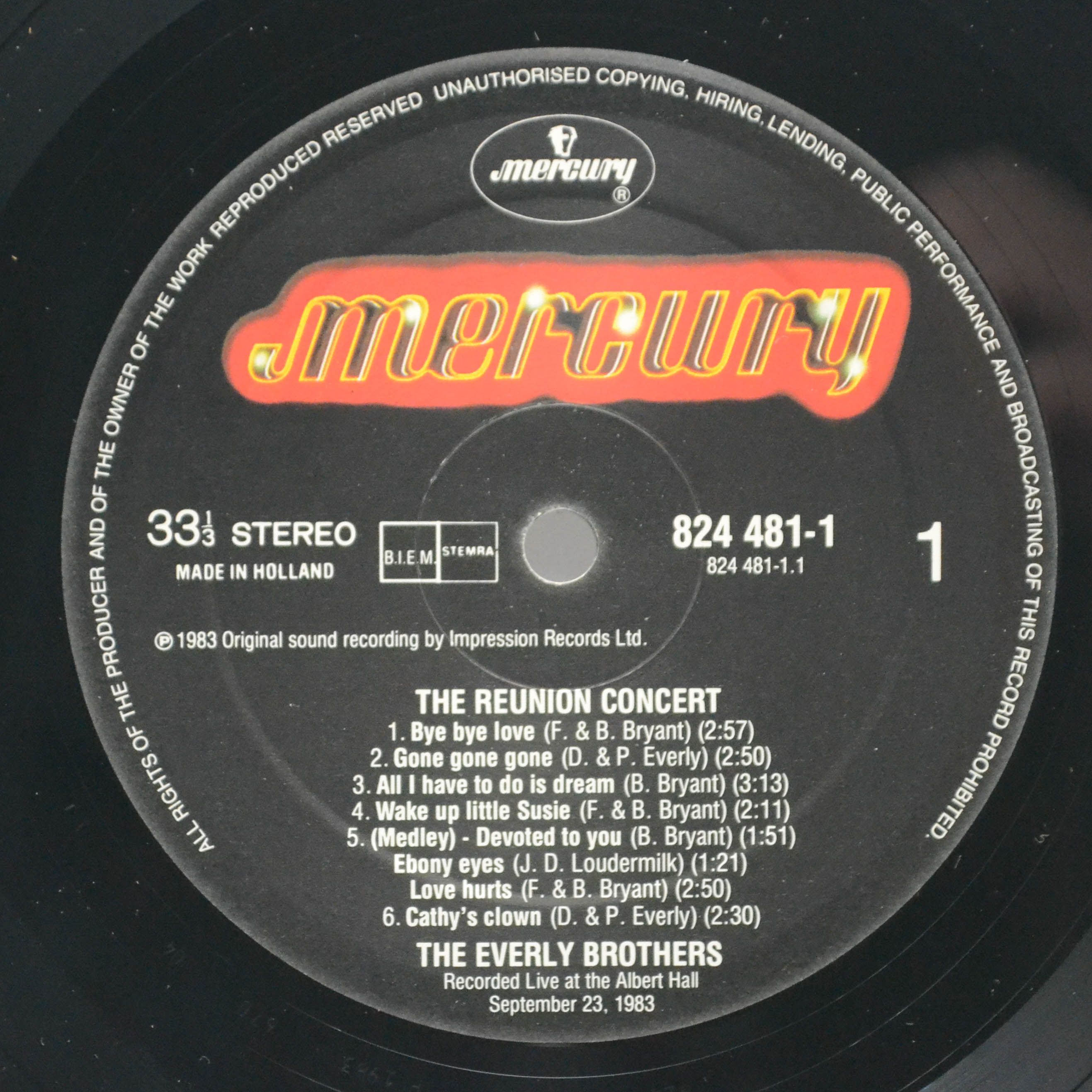 Everly Brothers — The Reunion Concert (2LP), 1983