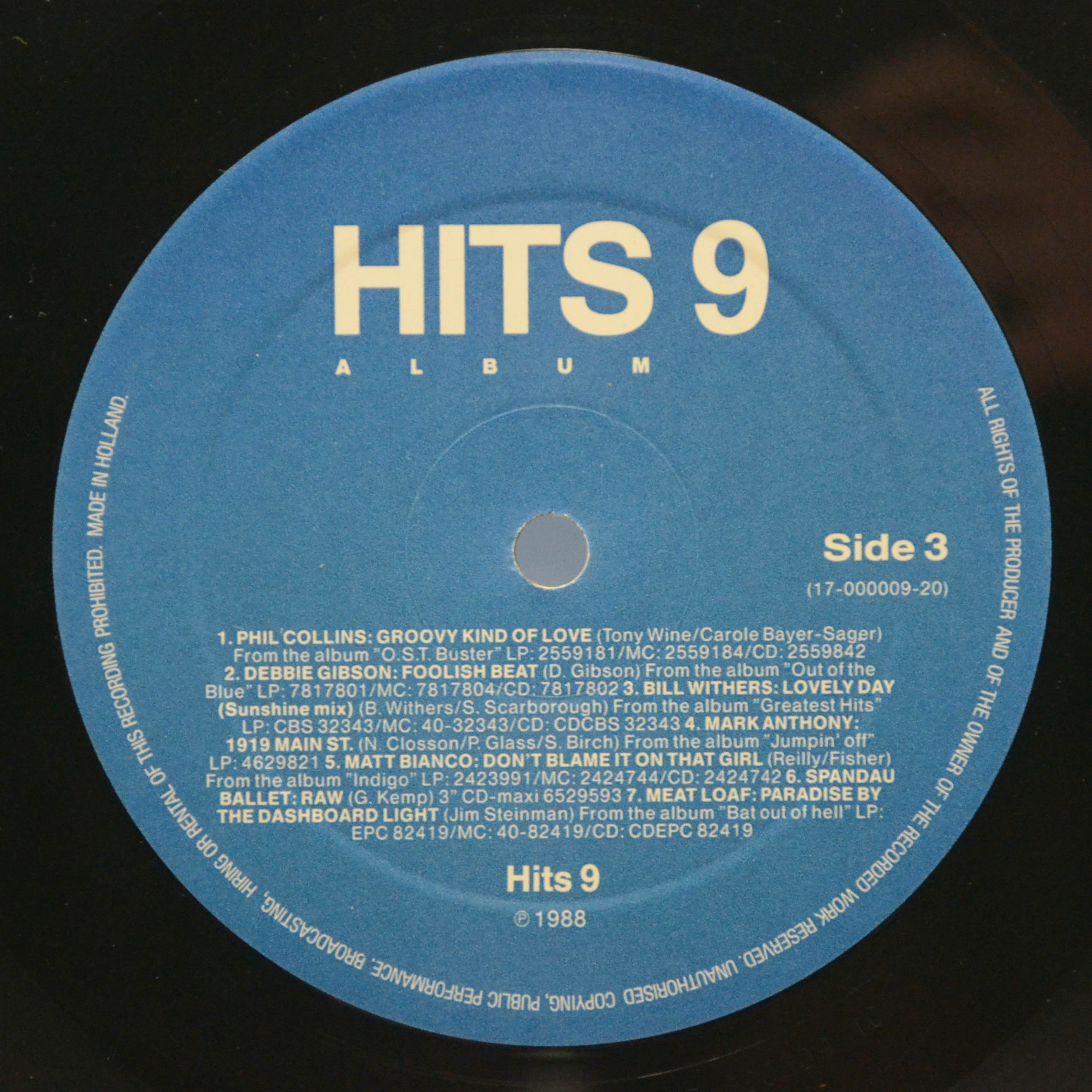 Various — Hits Album 9 (2LP), 1988