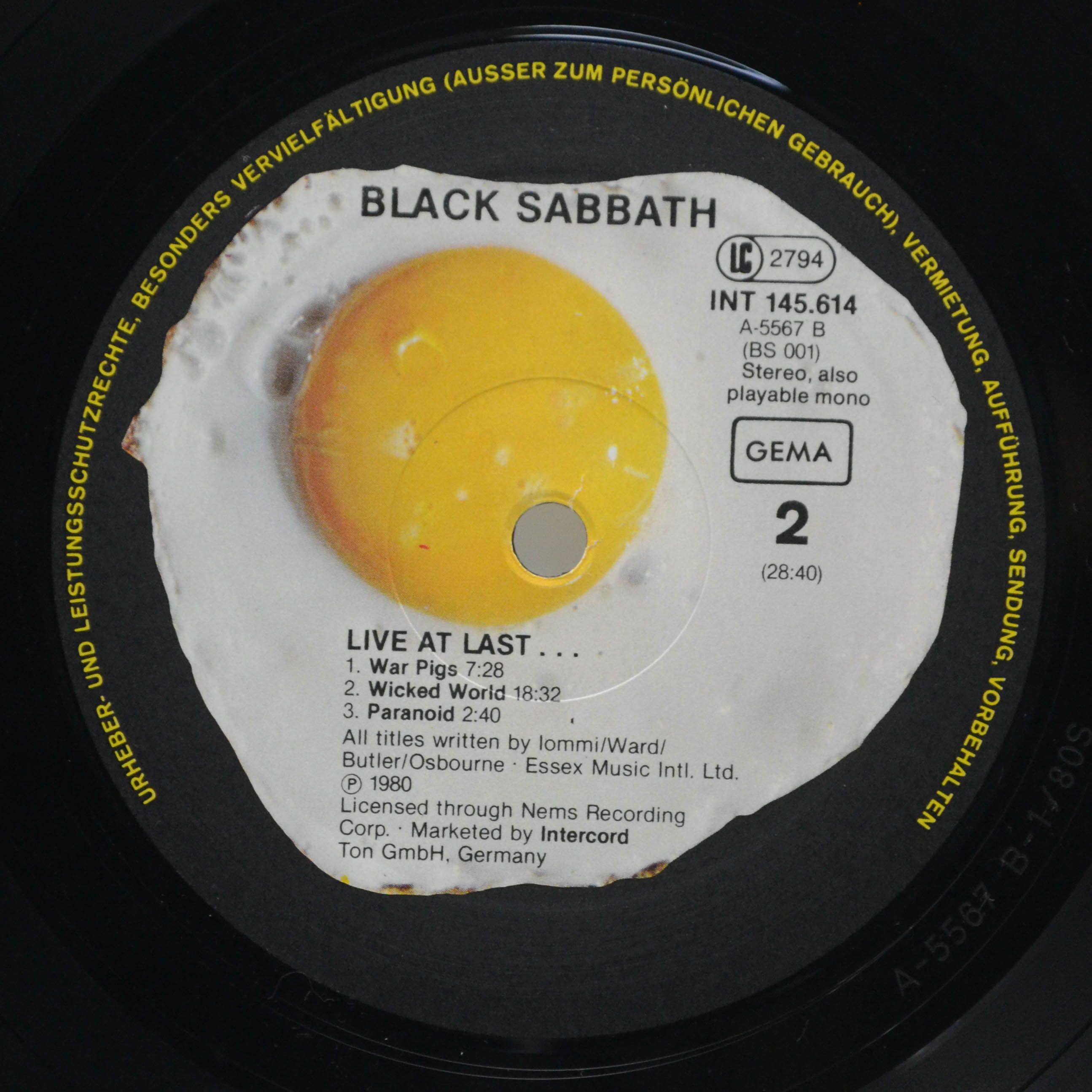 Black Sabbath — Live At Last, 1980