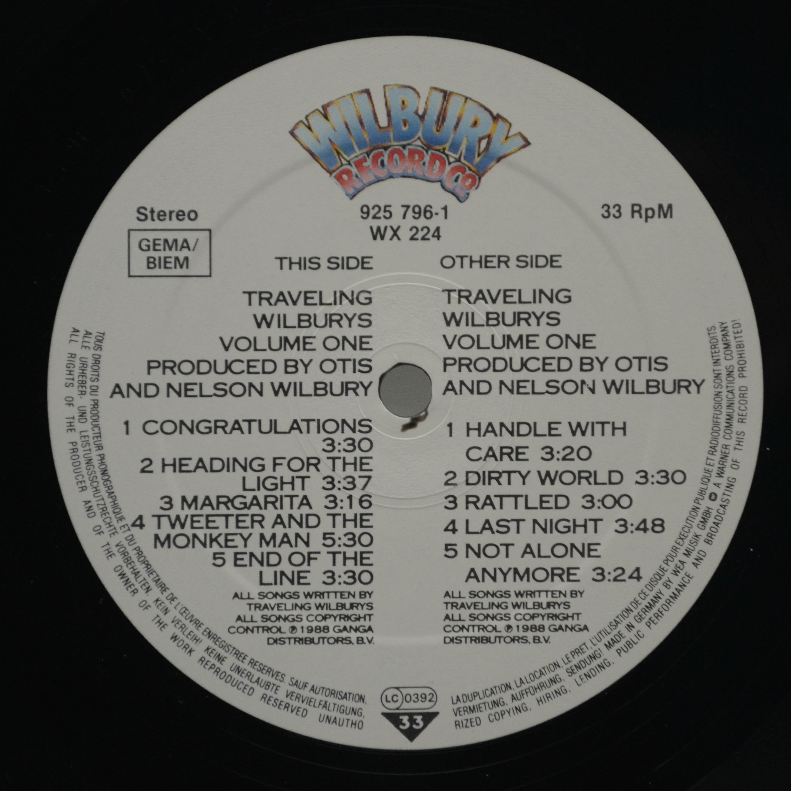 Traveling Wilburys — Volume One, 1988