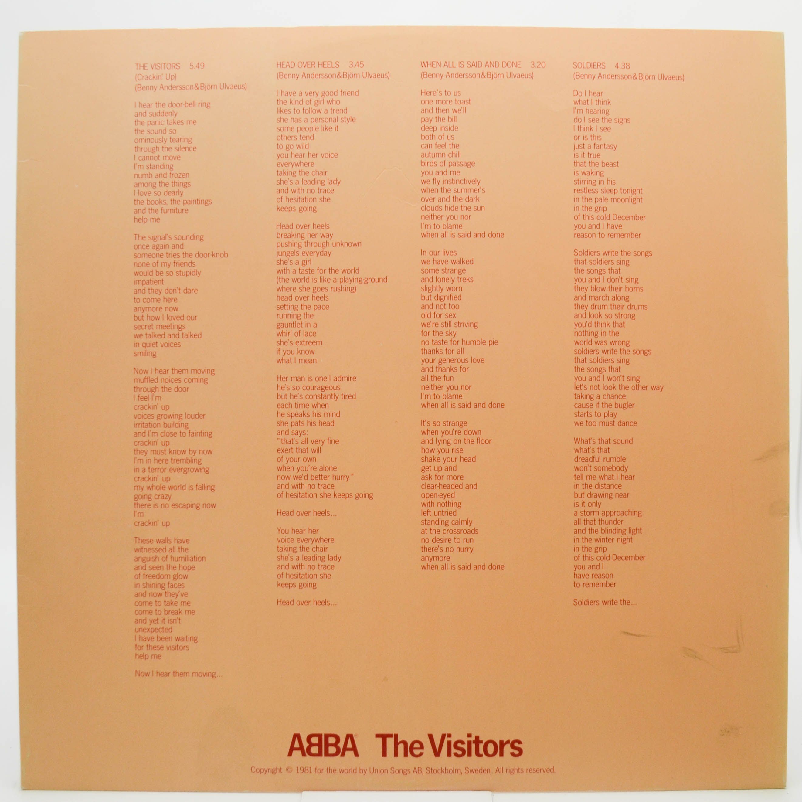 ABBA — The Visitors (1-st, Sweden), 1981