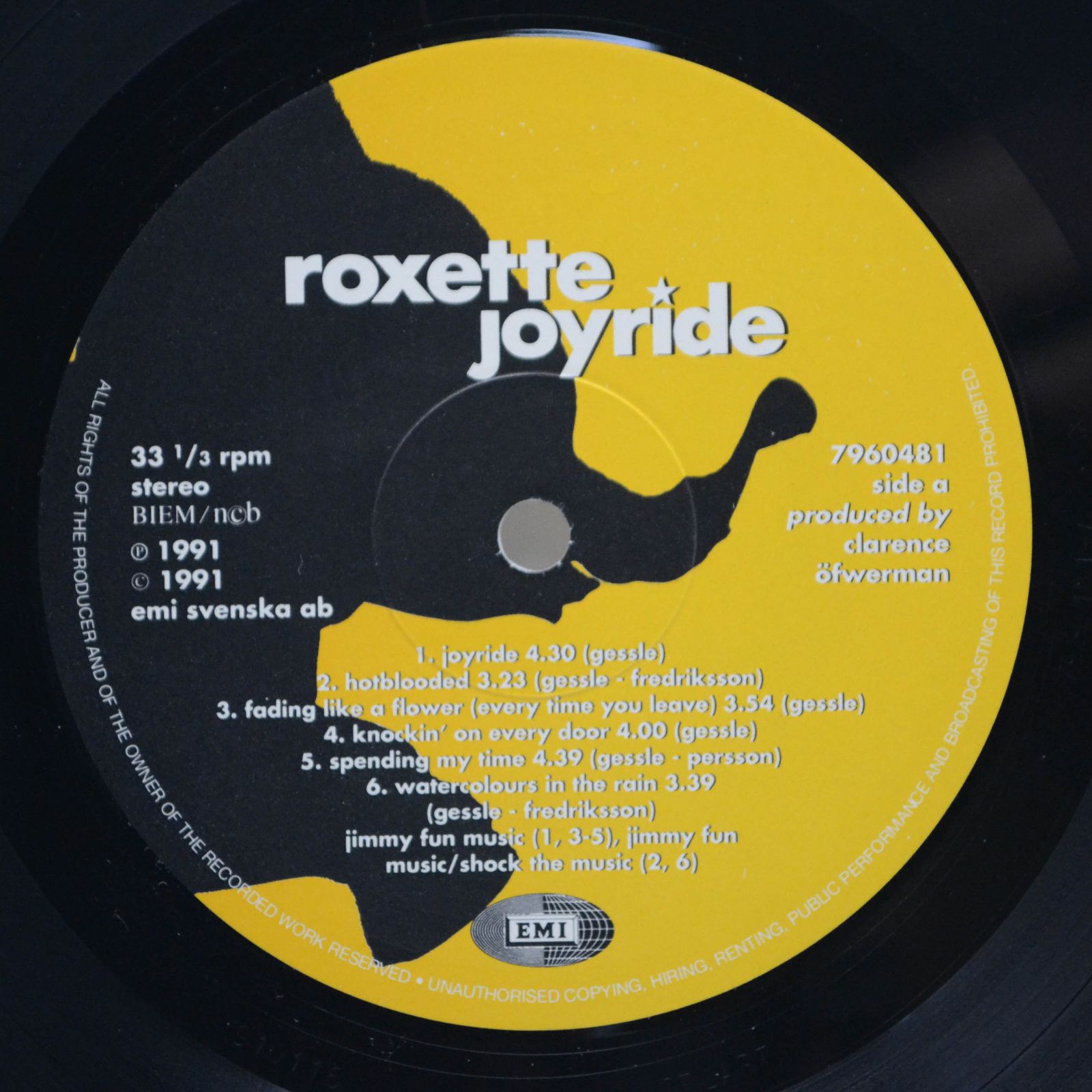 Roxette — Joyride (1-st, Sweden), 1991
