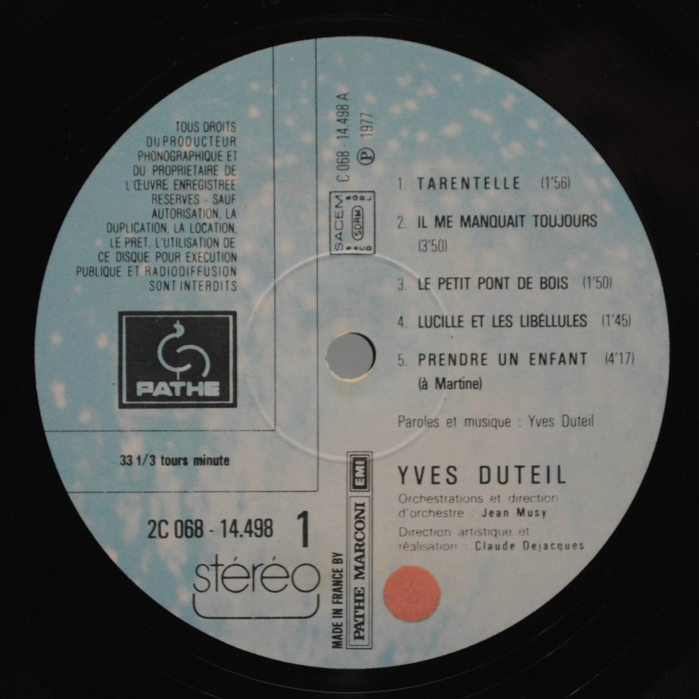 Yves Duteil — Yves Duteil (1-st, France), 1977