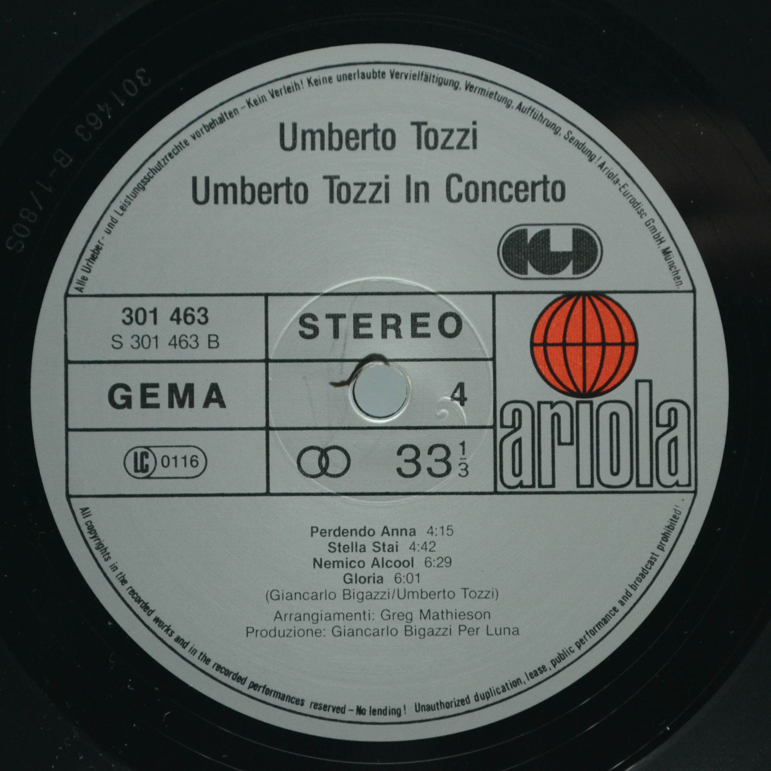 Umberto Tozzi — In Concerto (2LP), 1980