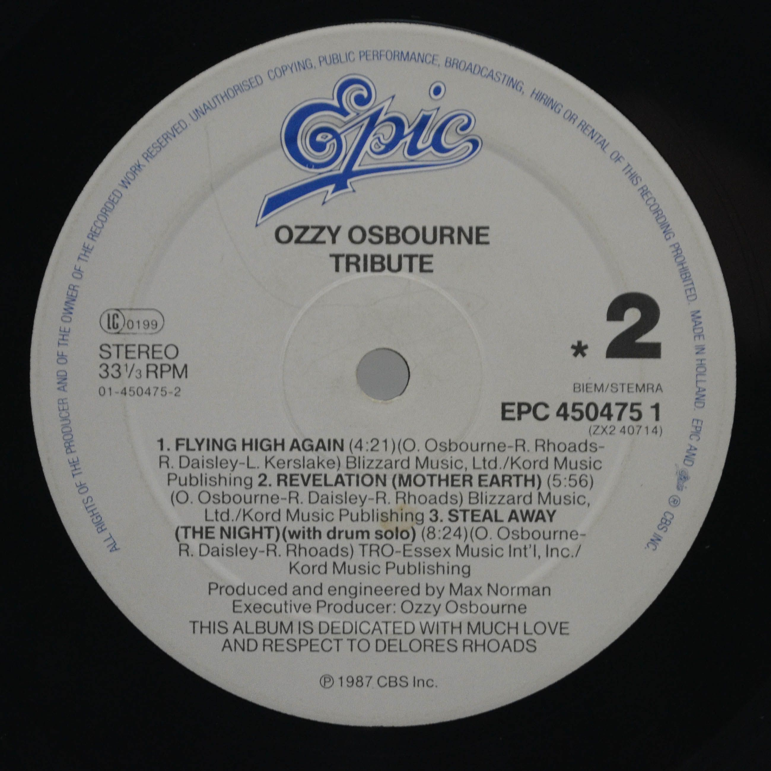 Ozzy Osbourne — Randy Rhoads Tribute (2LP), 1987