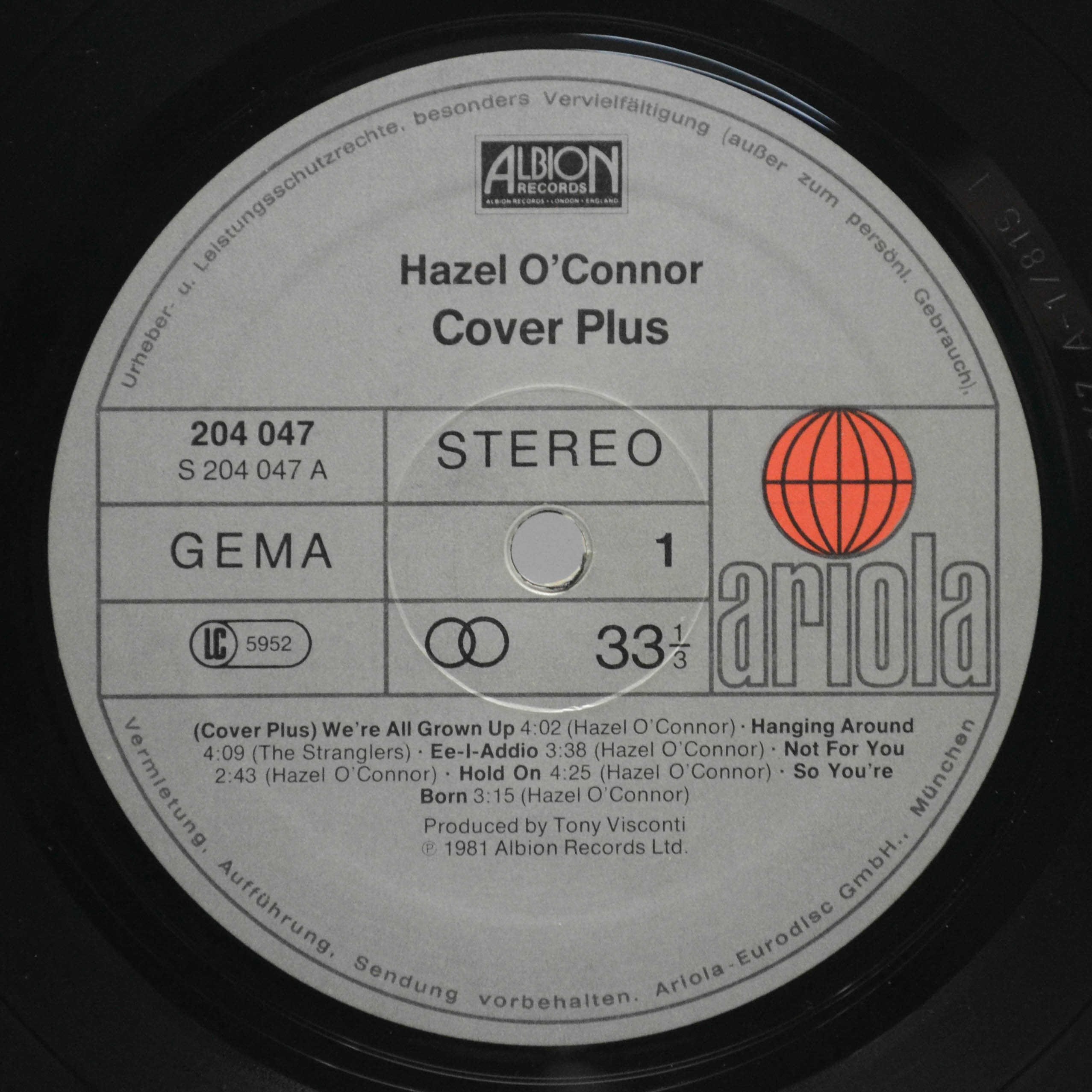 Hazel O'Connor — Cover Plus, 1981