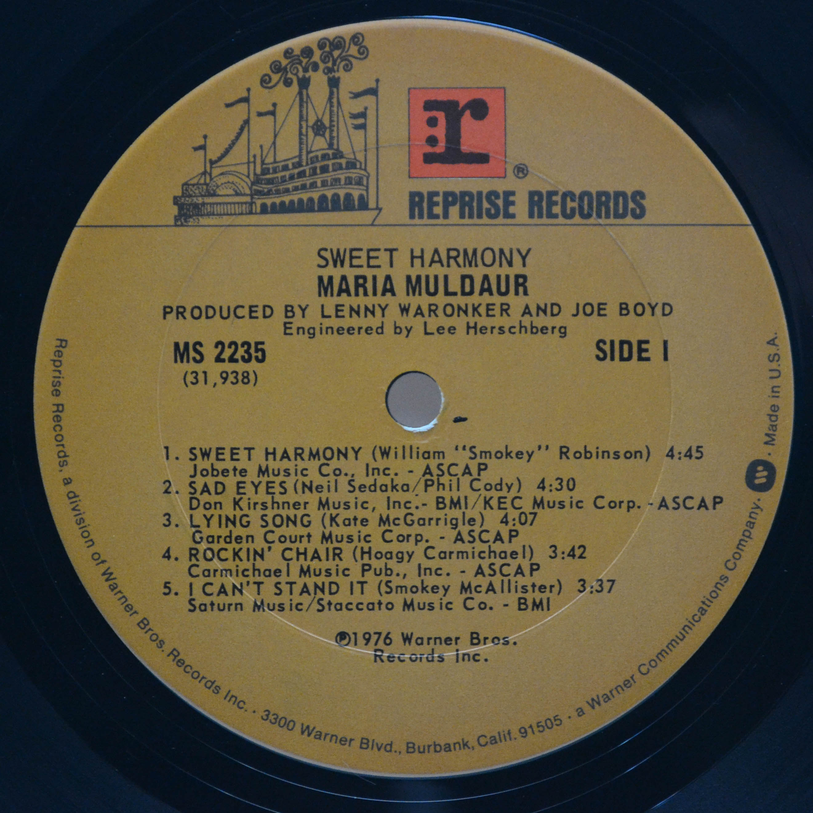 Maria Muldaur — Sweet Harmony (1-st, USA), 1976