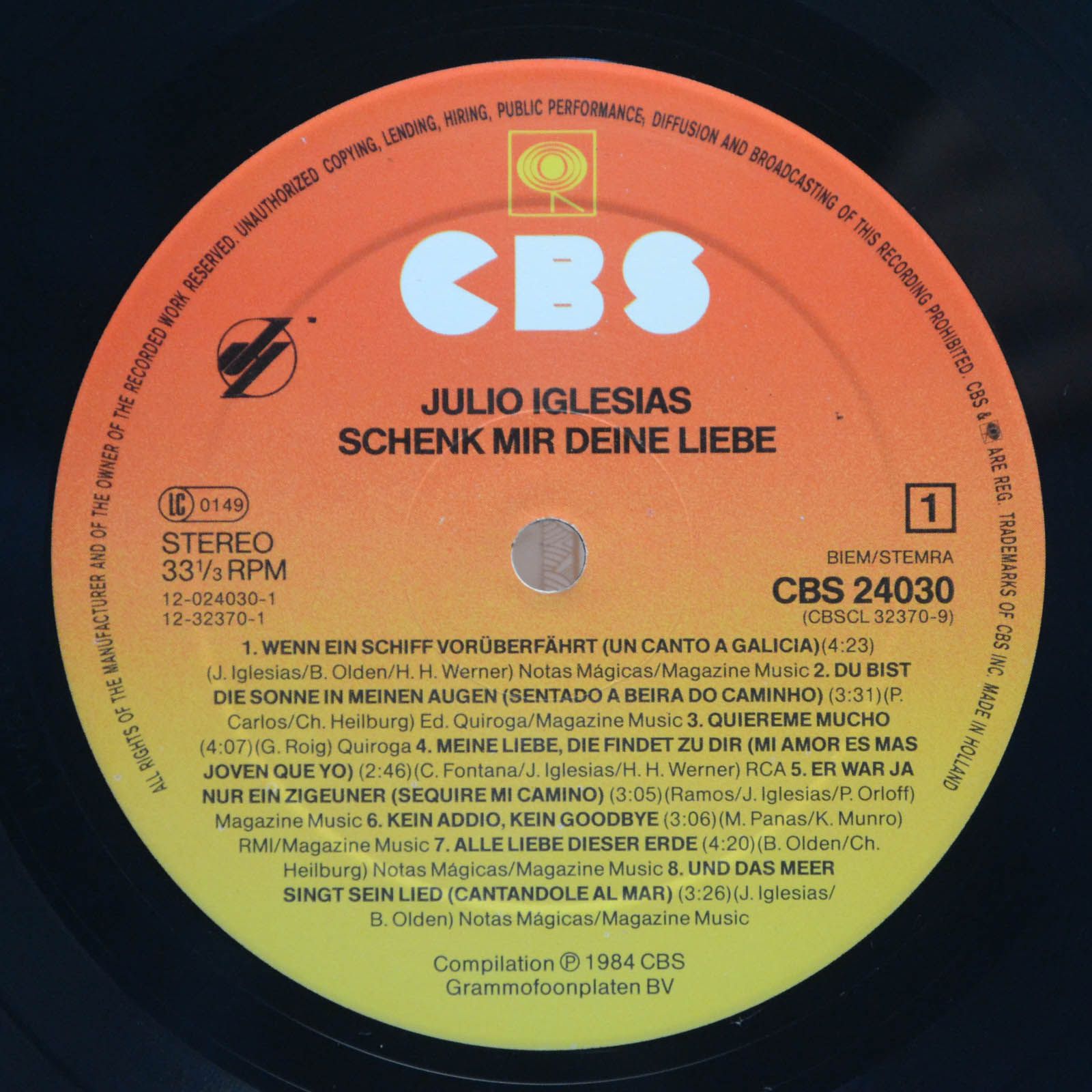 Julio Iglesias — Schenk Mir Deine Liebe, 1984