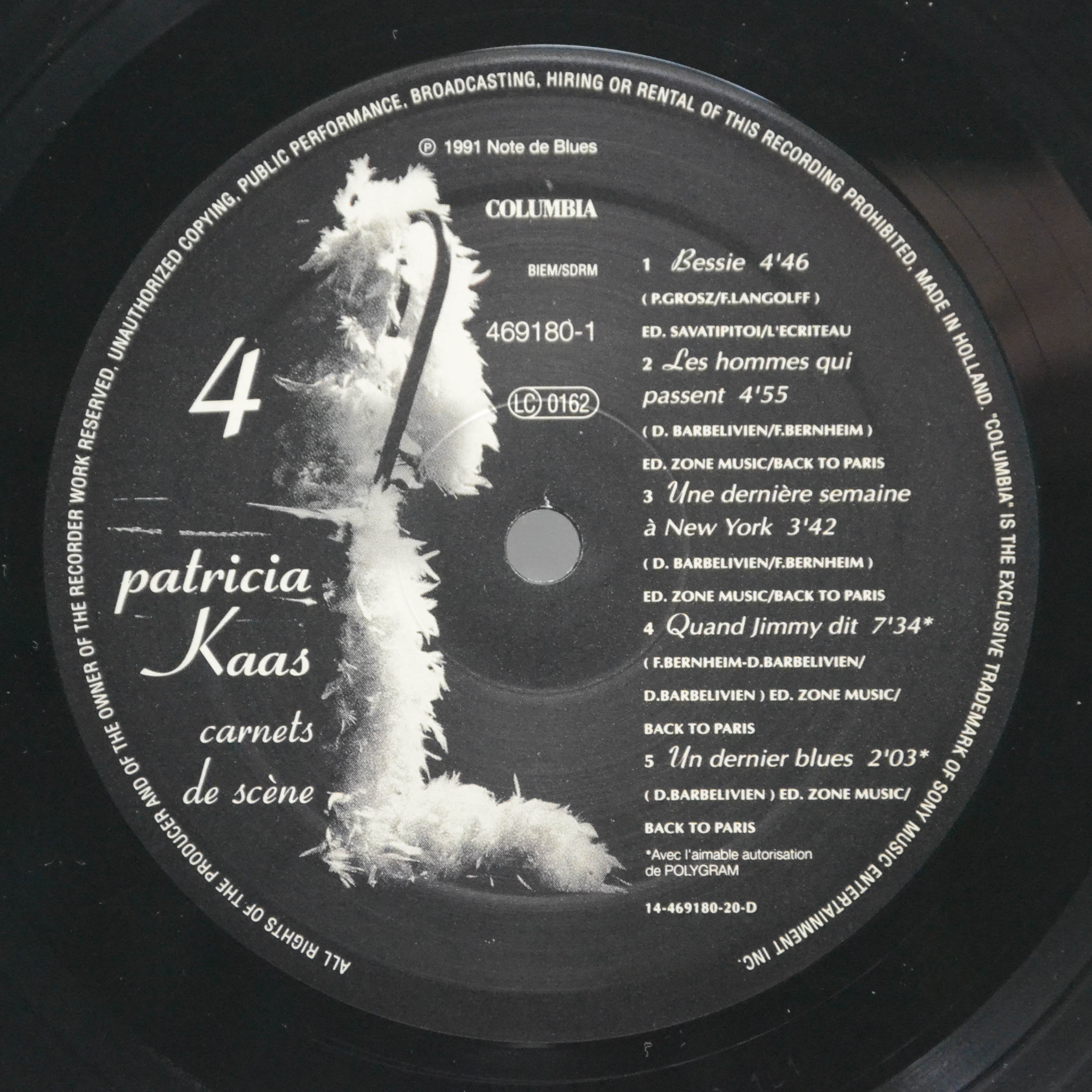 Patricia Kaas — Carnets De Scène (2LP), 1991