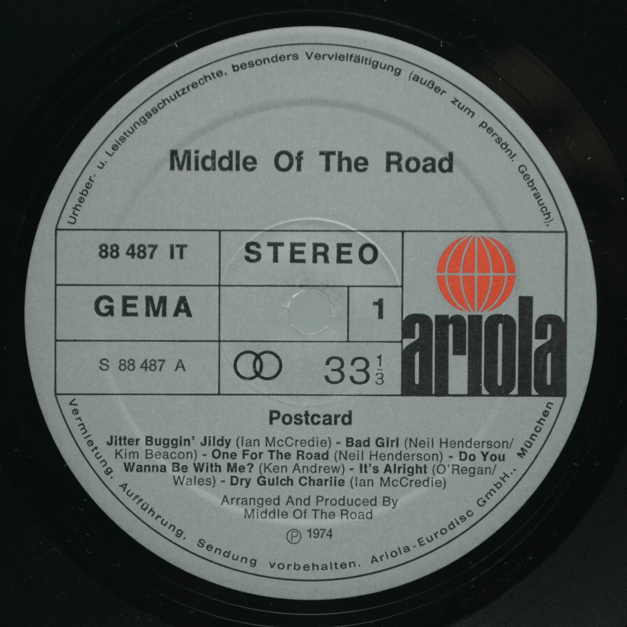 Middle Of The Road — Postcard, 1974