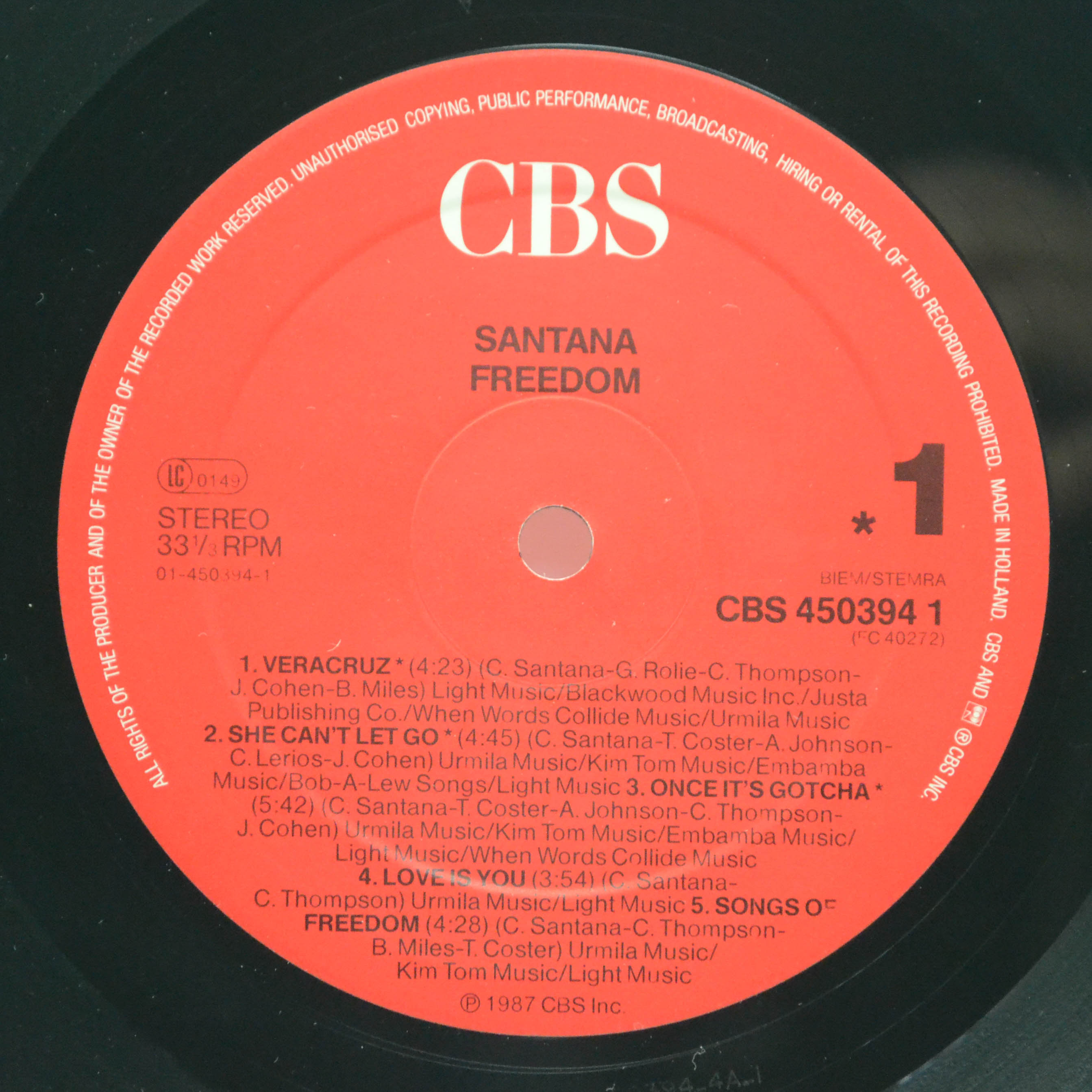 Santana — Freedom, 1987