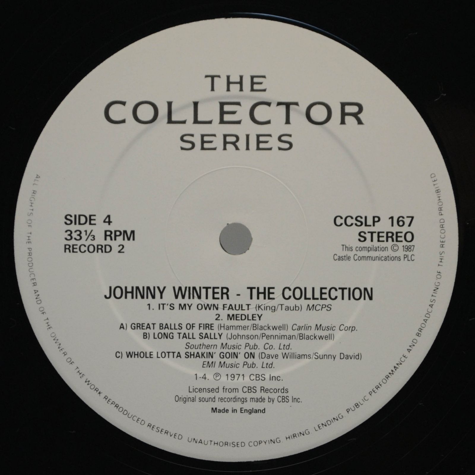 Johnny Winter — The Collection (2LP, UK), 1987