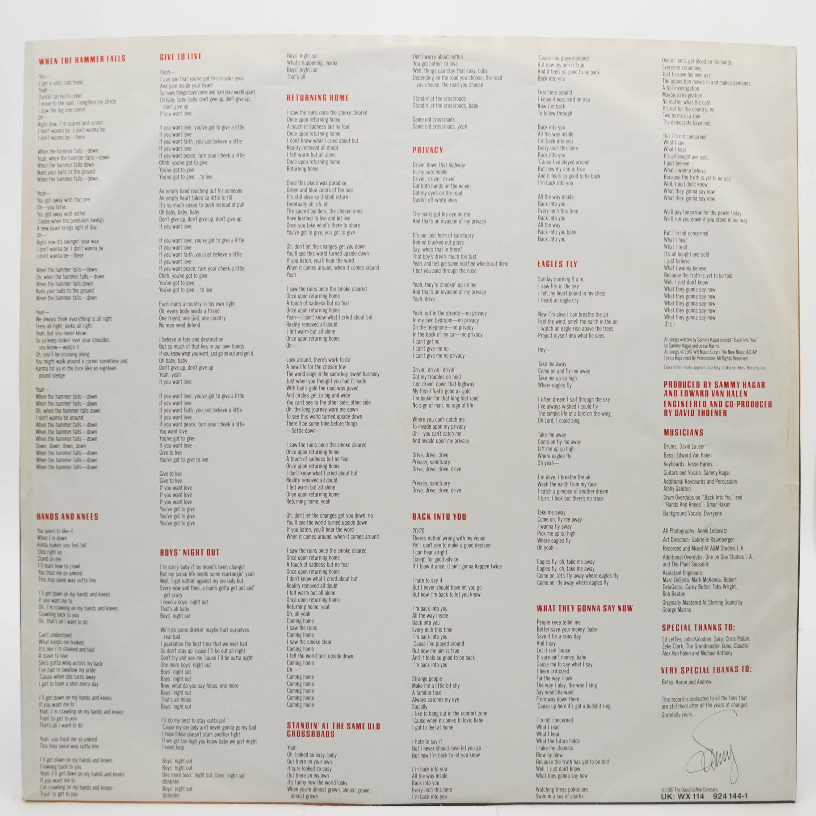 Sammy Hagar — Sammy Hagar, 1987