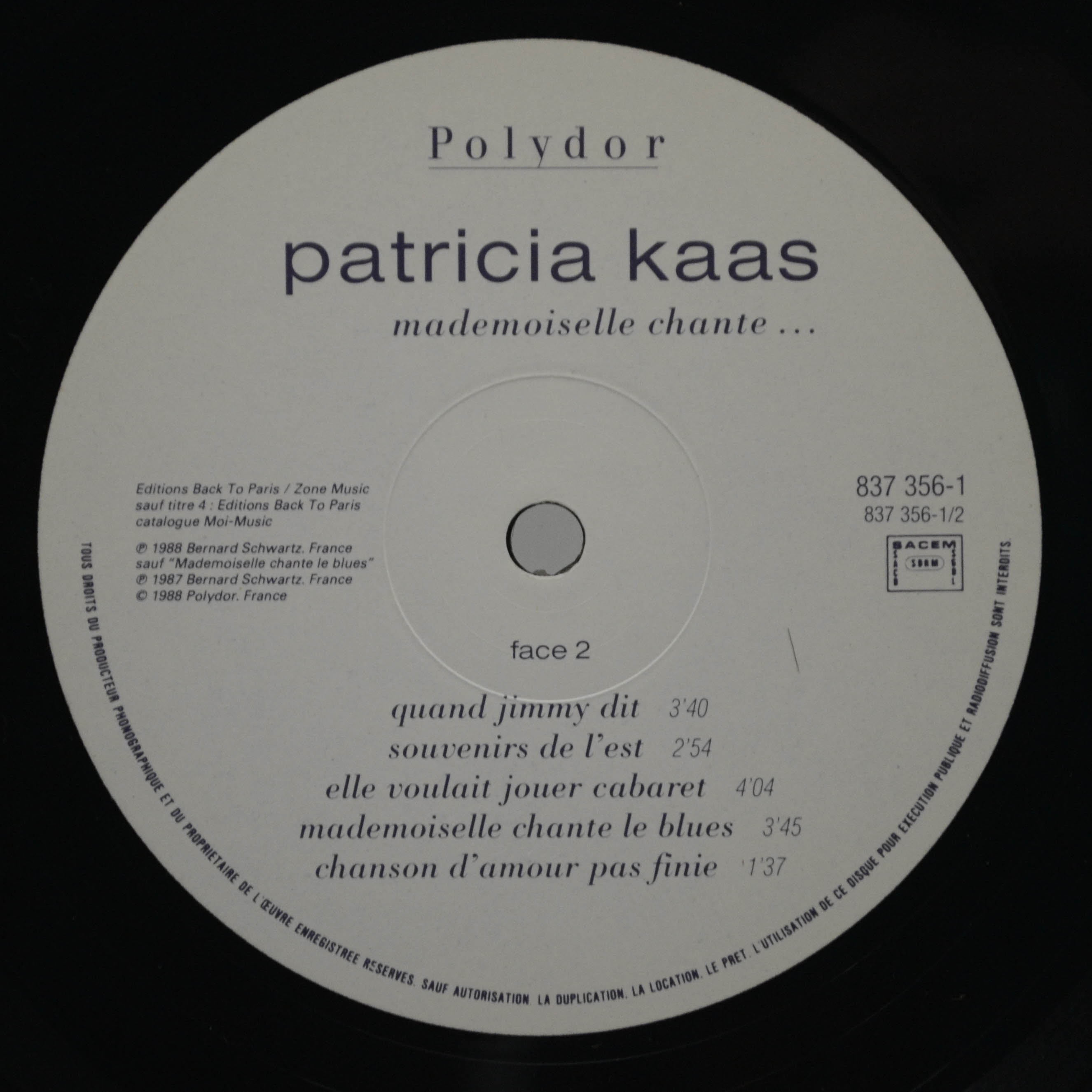 Patricia Kaas — Mademoiselle Chante... (1-st, France), 1988