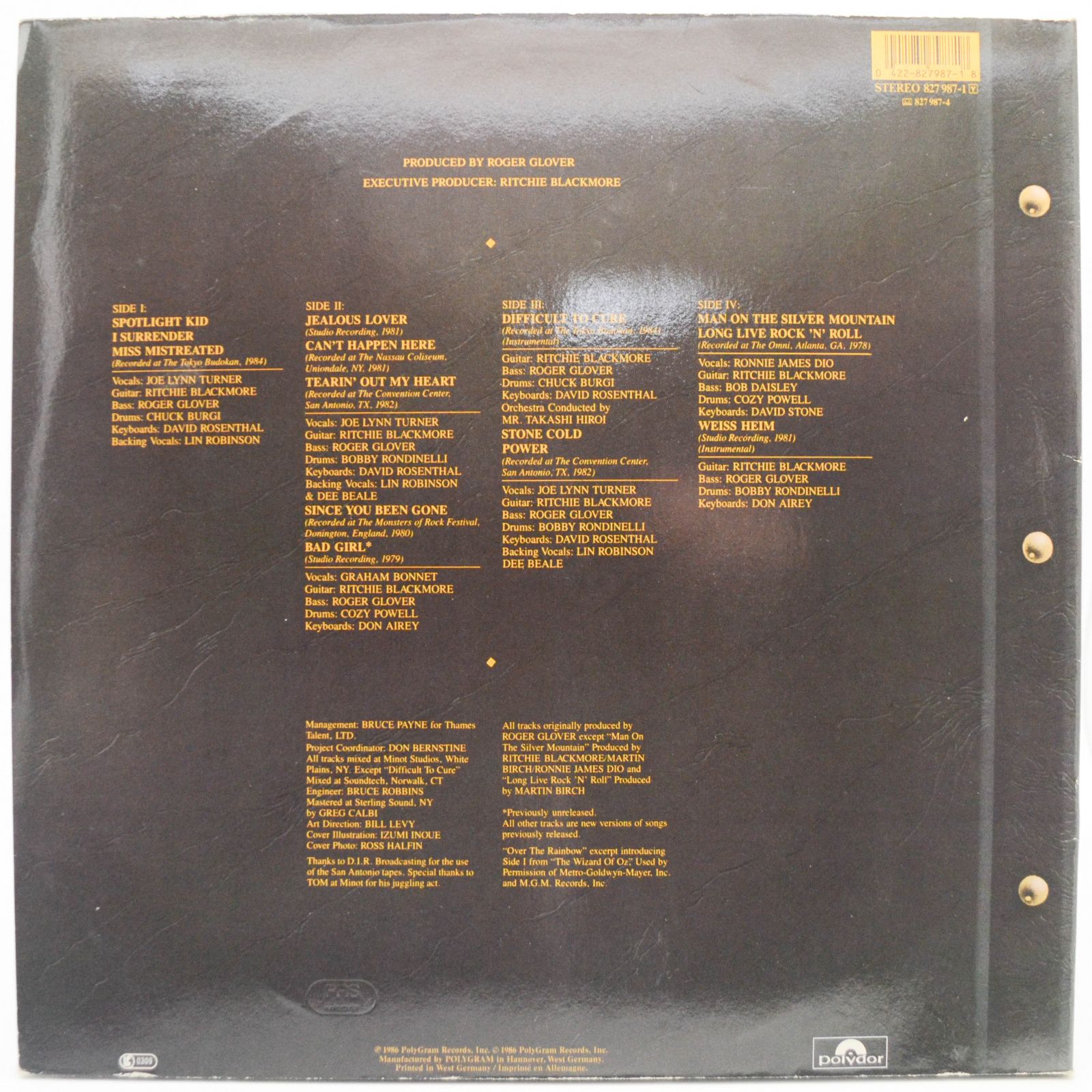 Rainbow — Finyl Vinyl (2LP), 1986