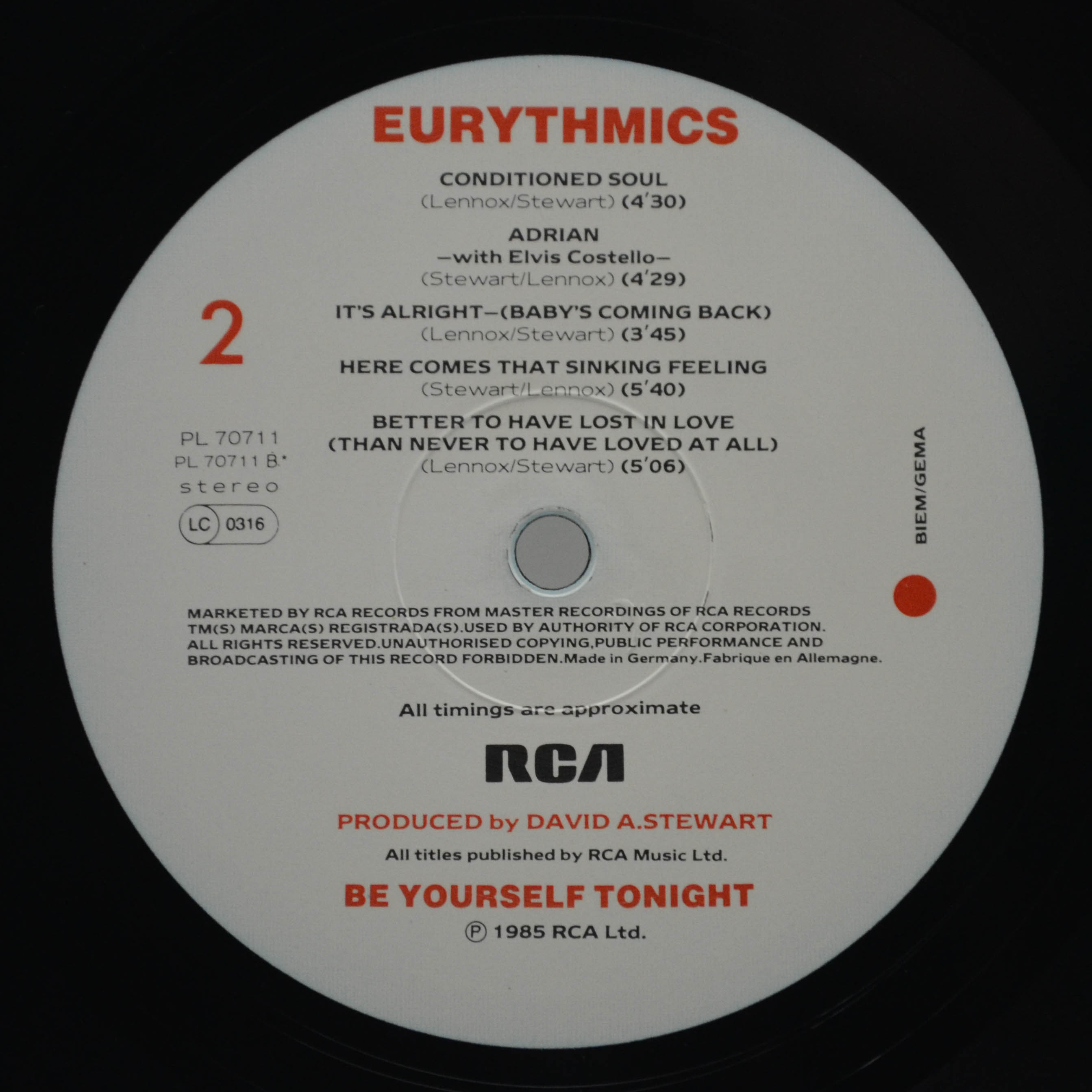 Eurythmics — Be Yourself Tonight, 1985