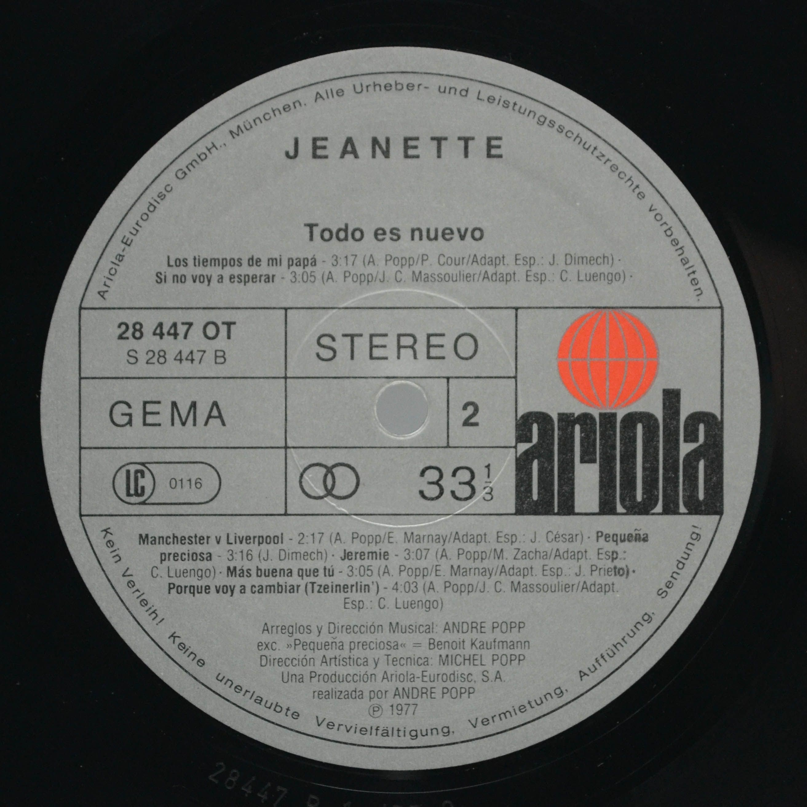 Jeanette — Todo Es Nuevo, 1977