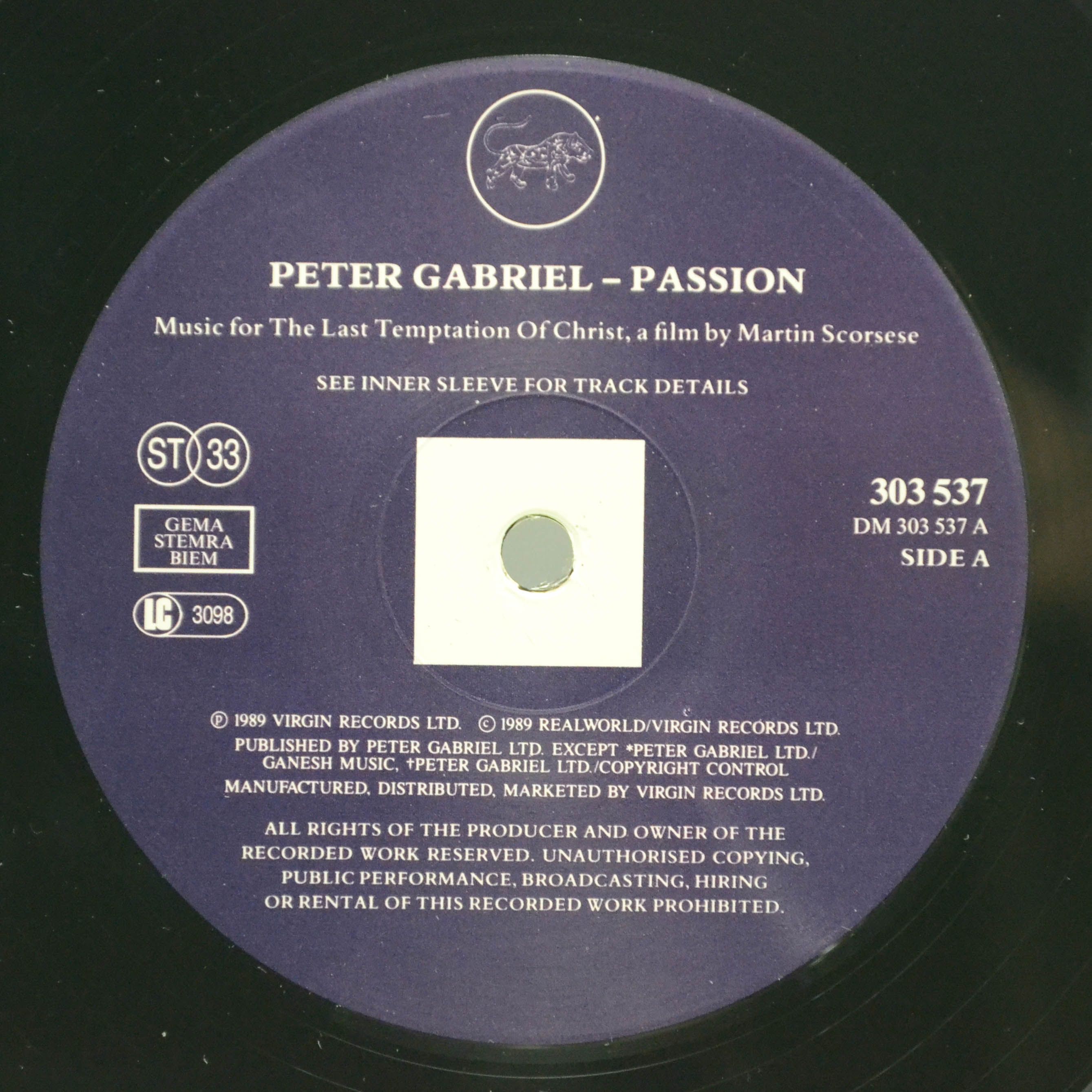 Peter Gabriel — Passion (2LP), 1989