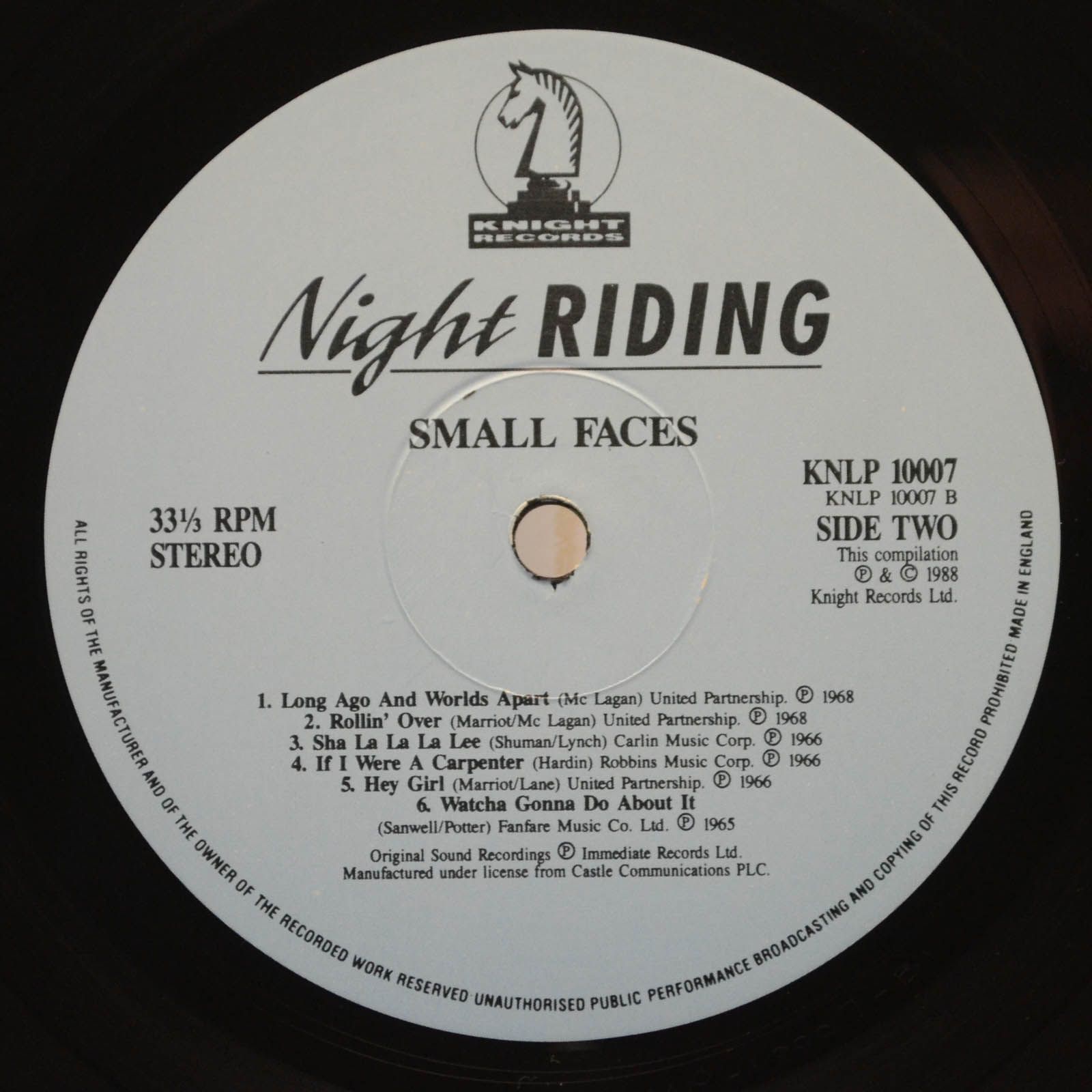 Small Faces — Night Riding (UK), 1988