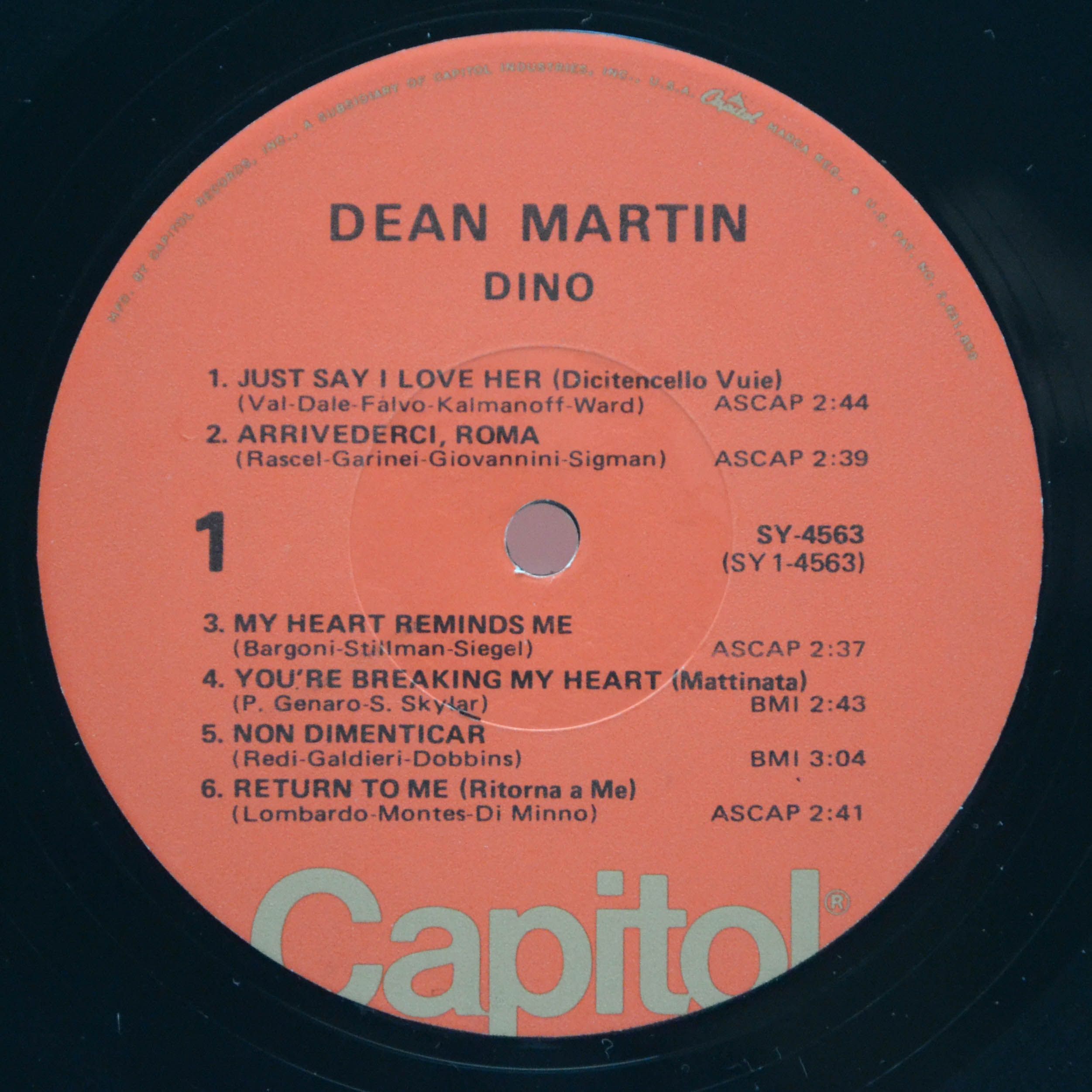 Dean Martin — Dino (Italian Love Songs) (USA), 1962