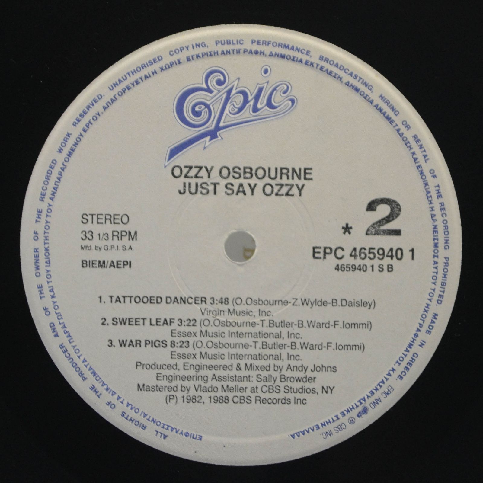Ozzy Osbourne — Just Say Ozzy, 1990