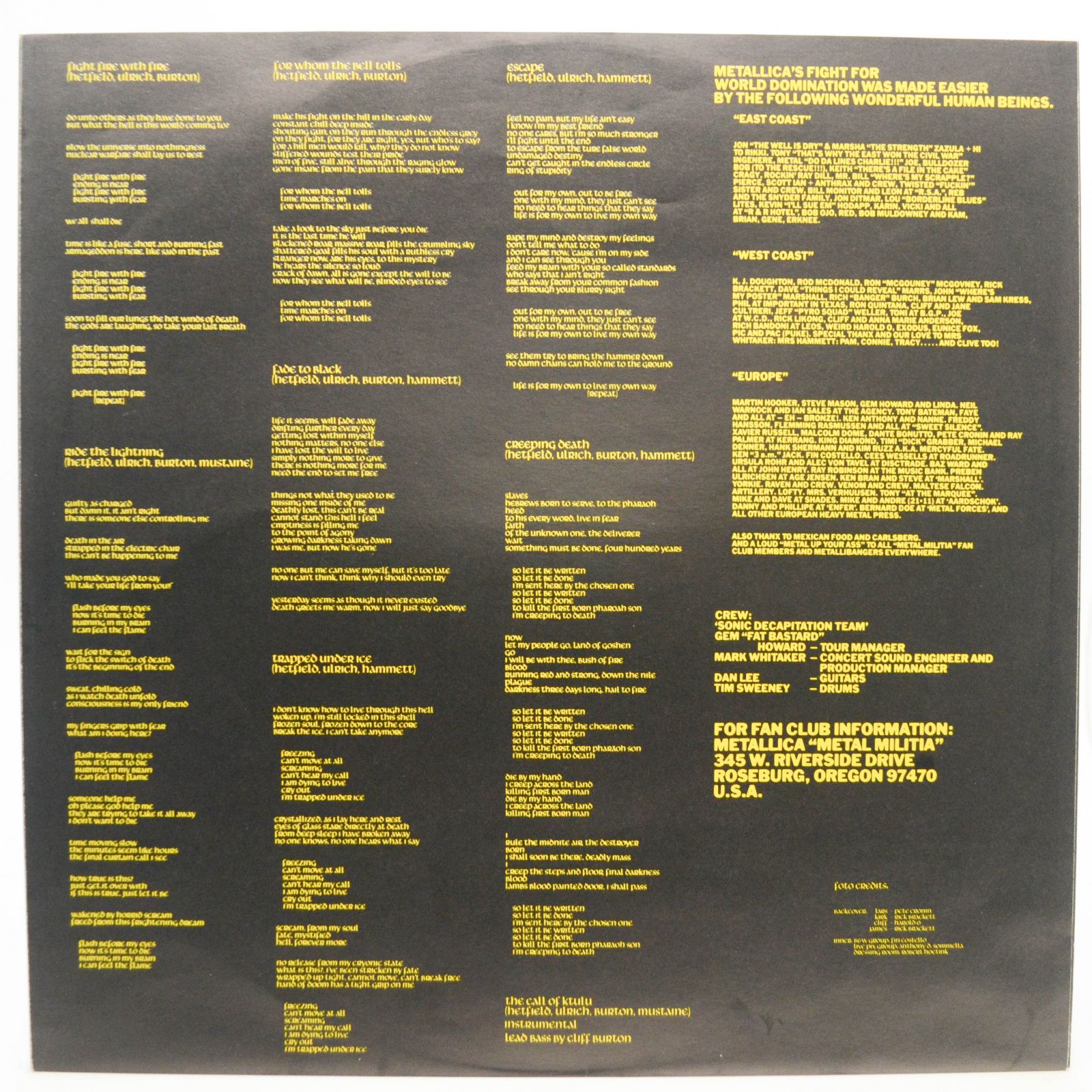 Metallica — Ride The Lightning (UK), 1984