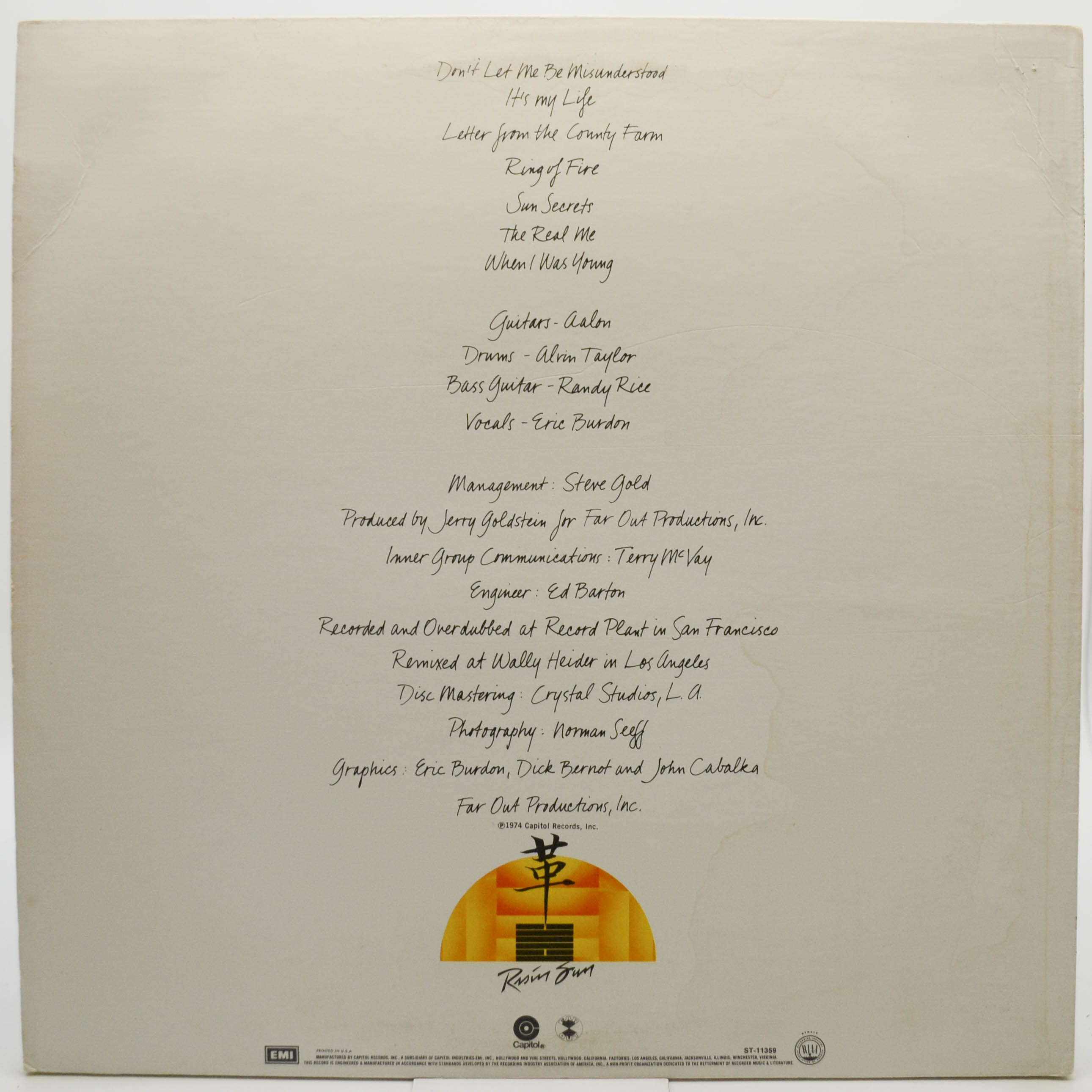 Eric Burdon Band — Sun Secrets (USA), 1974