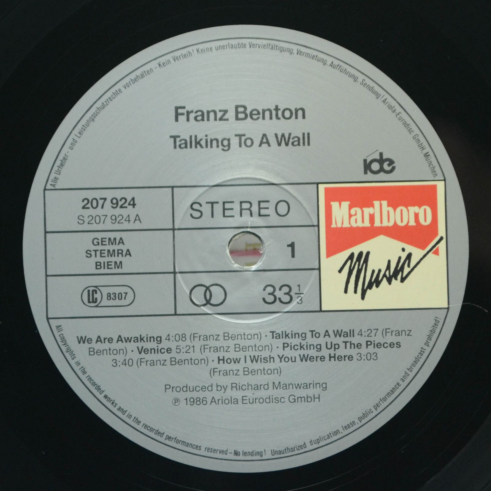 Franz Benton — Talking To A Wall, 1986